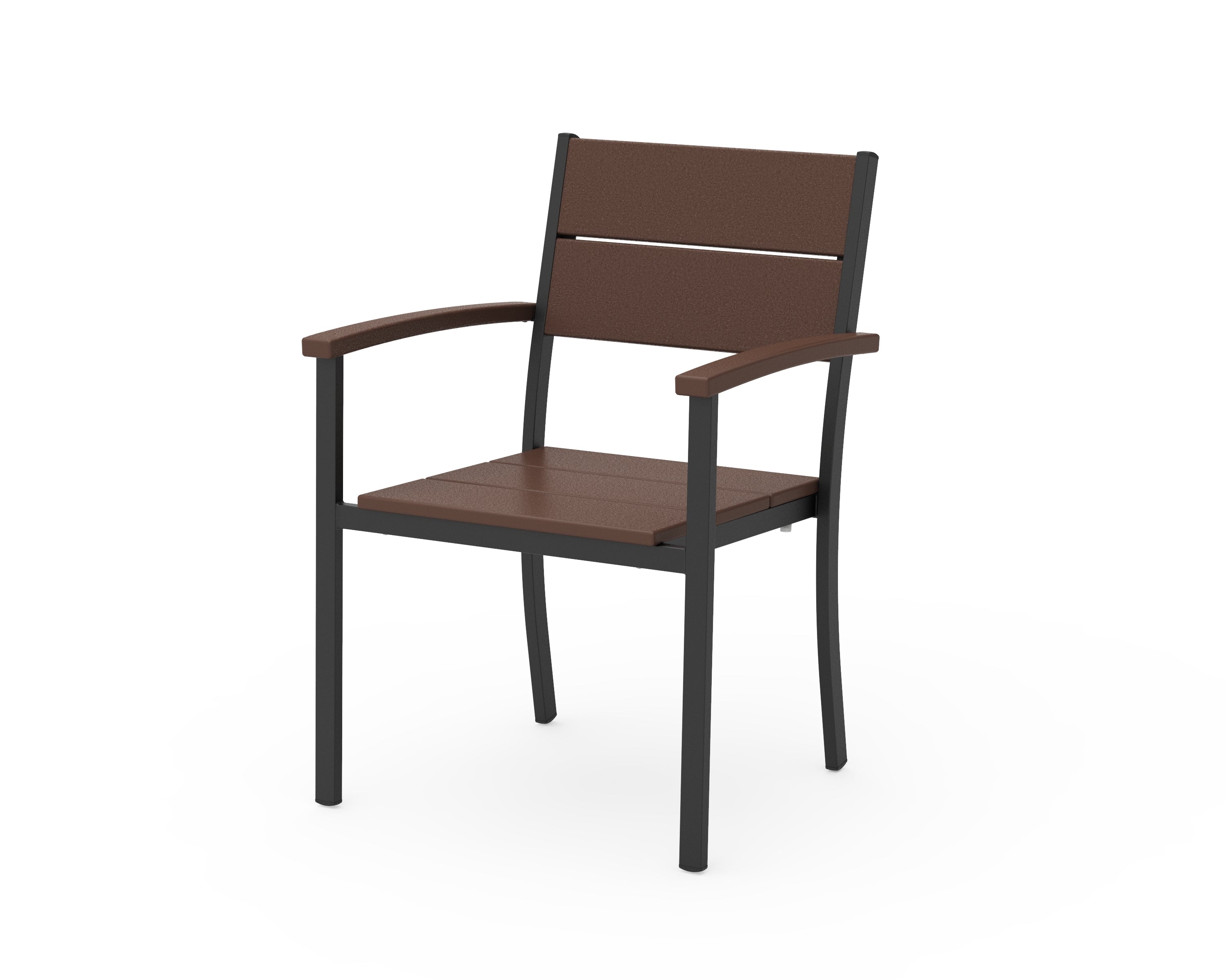 POLYWOOD® Main Street Stacking Dining Arm Chair in Black / Mahogany