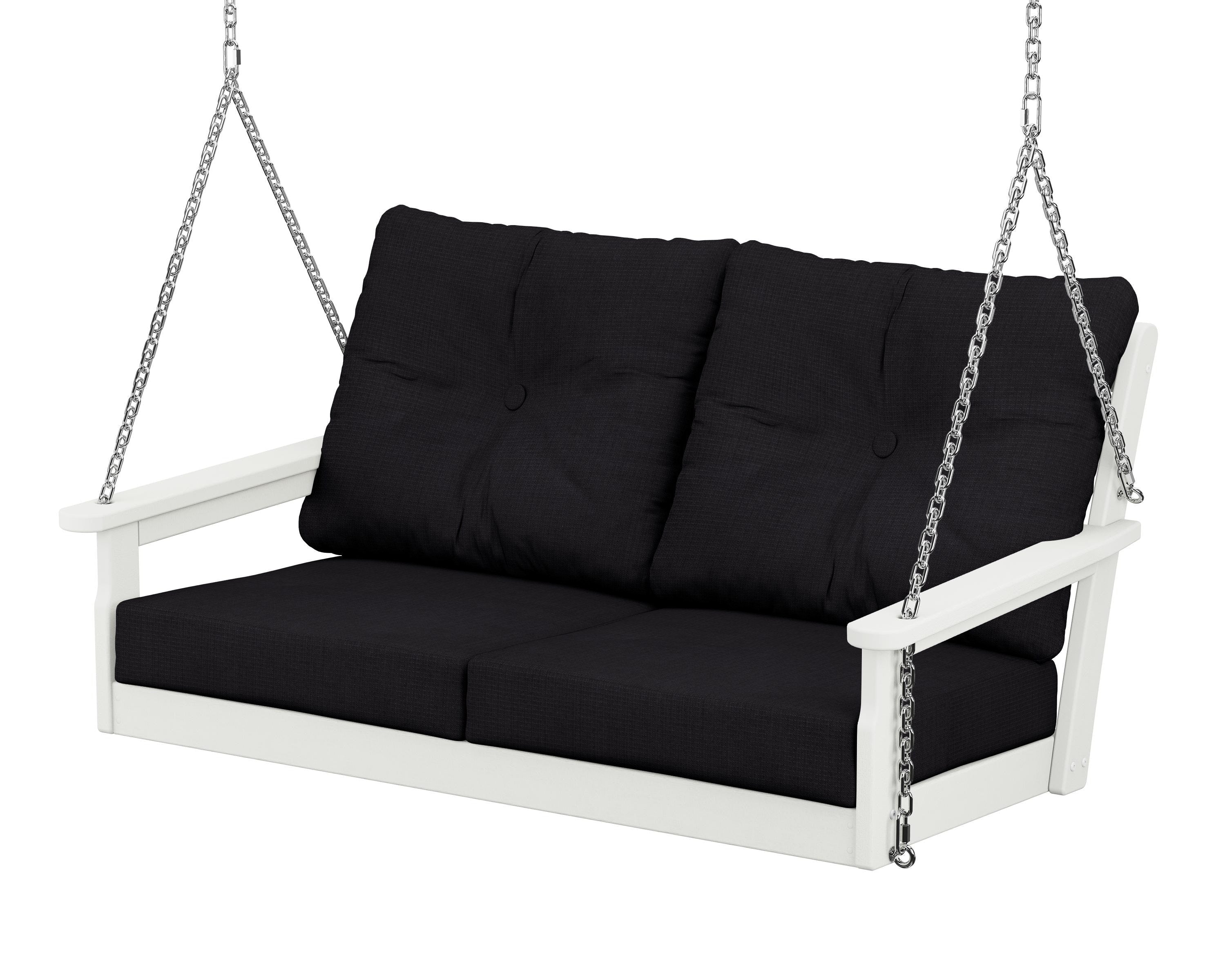 POLYWOOD® Vineyard Deep Seating Swing in Vintage White / Midnight Linen