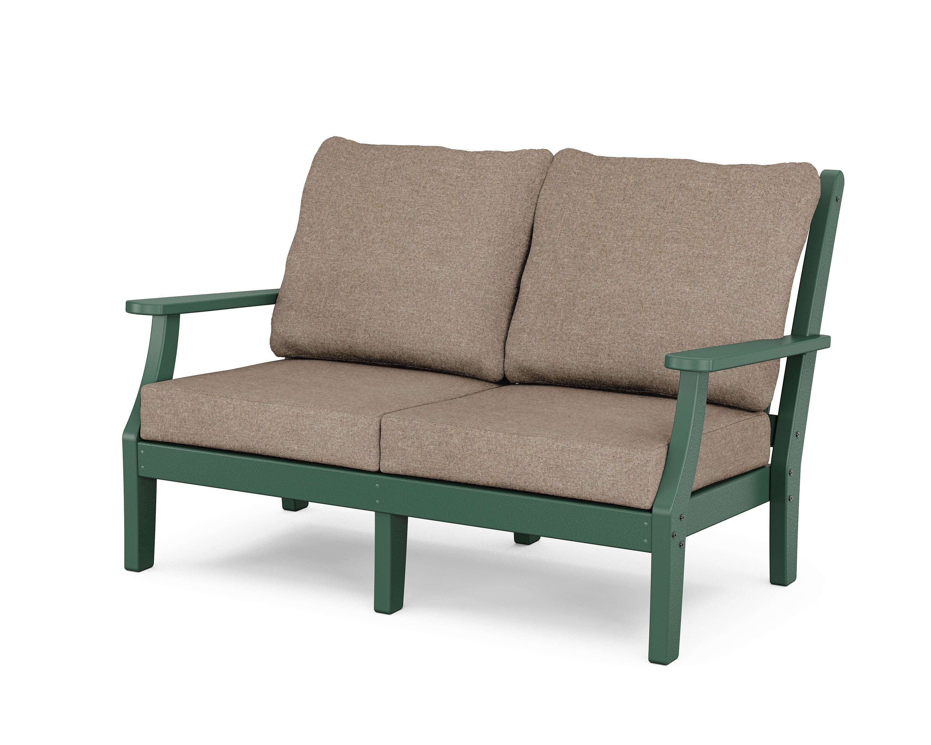 Country Living Wovendale Deep Seating Loveseat in Green / Spiced Burlap