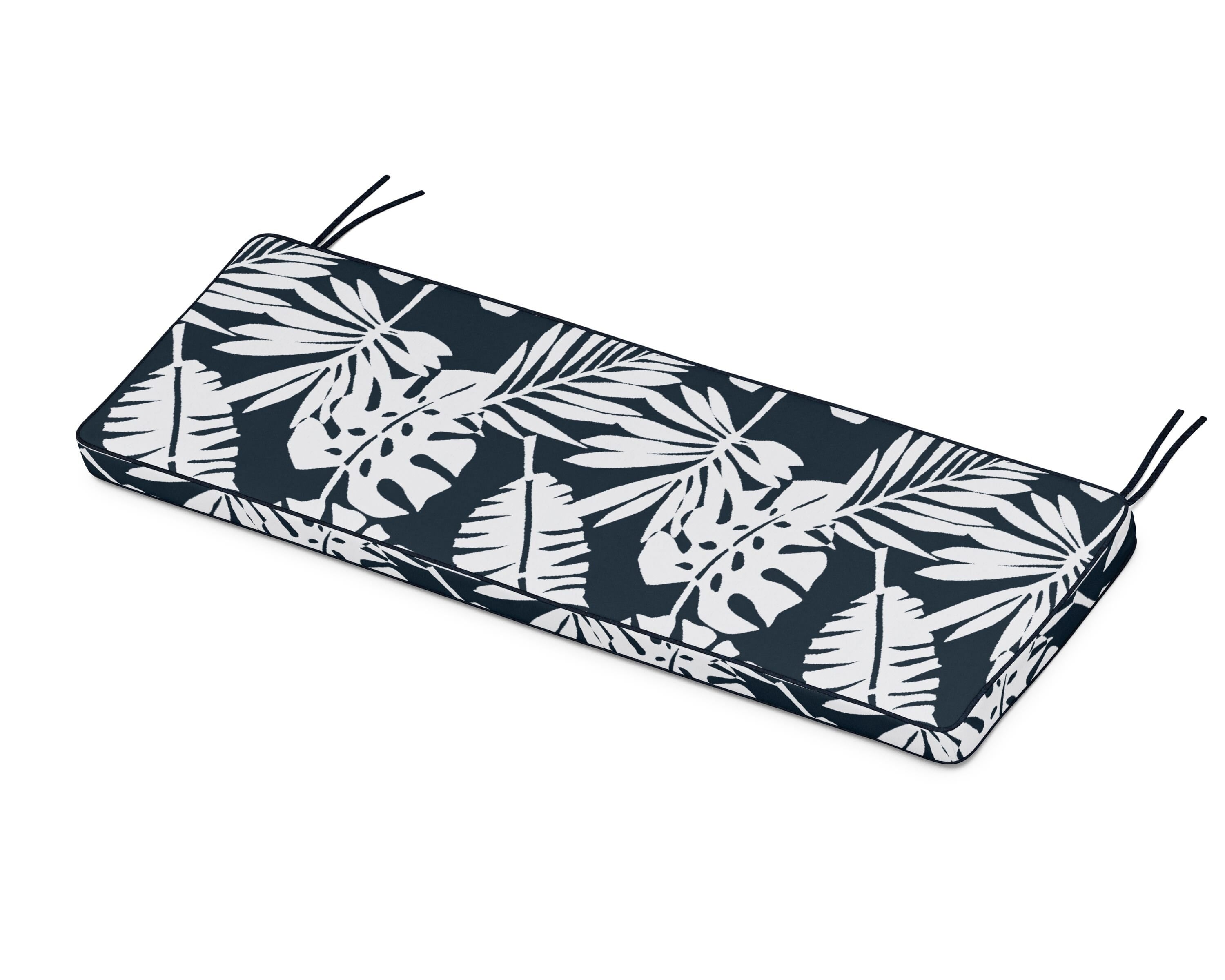 Martha Stewart by POLYWOOD® Chinoiserie Bench Seat Cushion in Leaf Marine Indigo