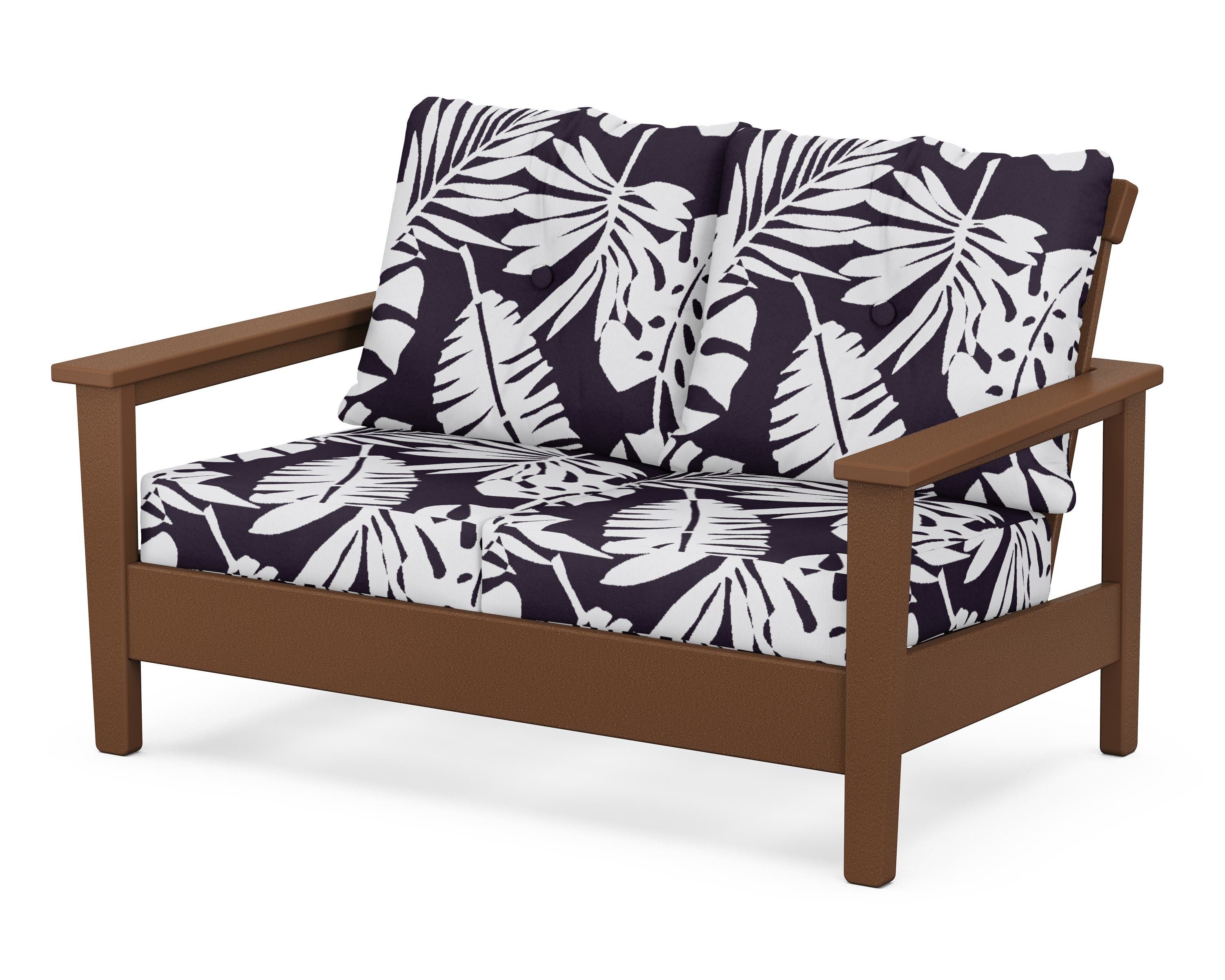 POLYWOOD® Prescott Deep Seating Loveseat in Teak / Leaf Navy
