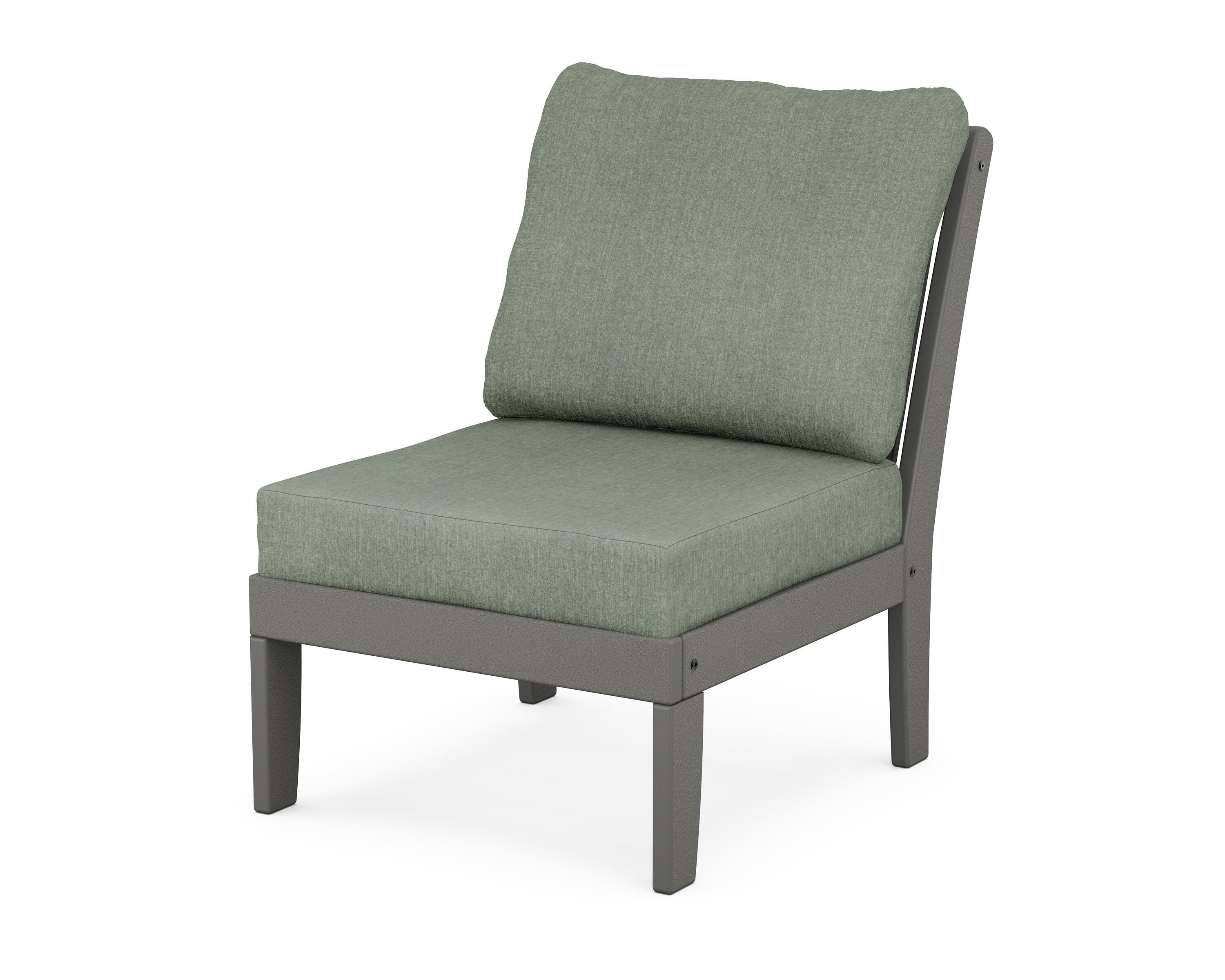 POLYWOOD® Braxton Modular Armless Chair in Slate Grey / Cast Sage