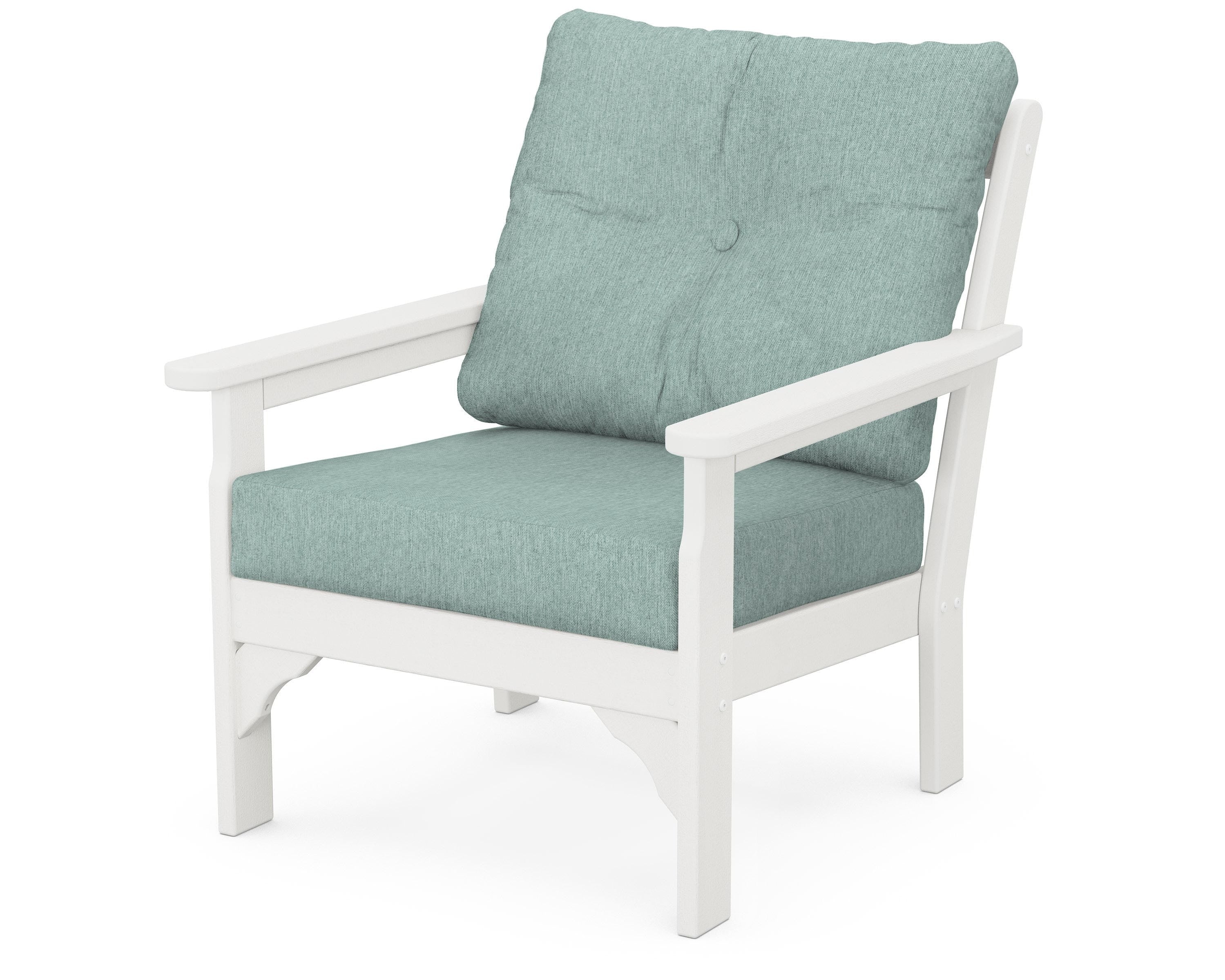 POLYWOOD® Vineyard Deep Seating Chair in Vintage White / Glacier Spa