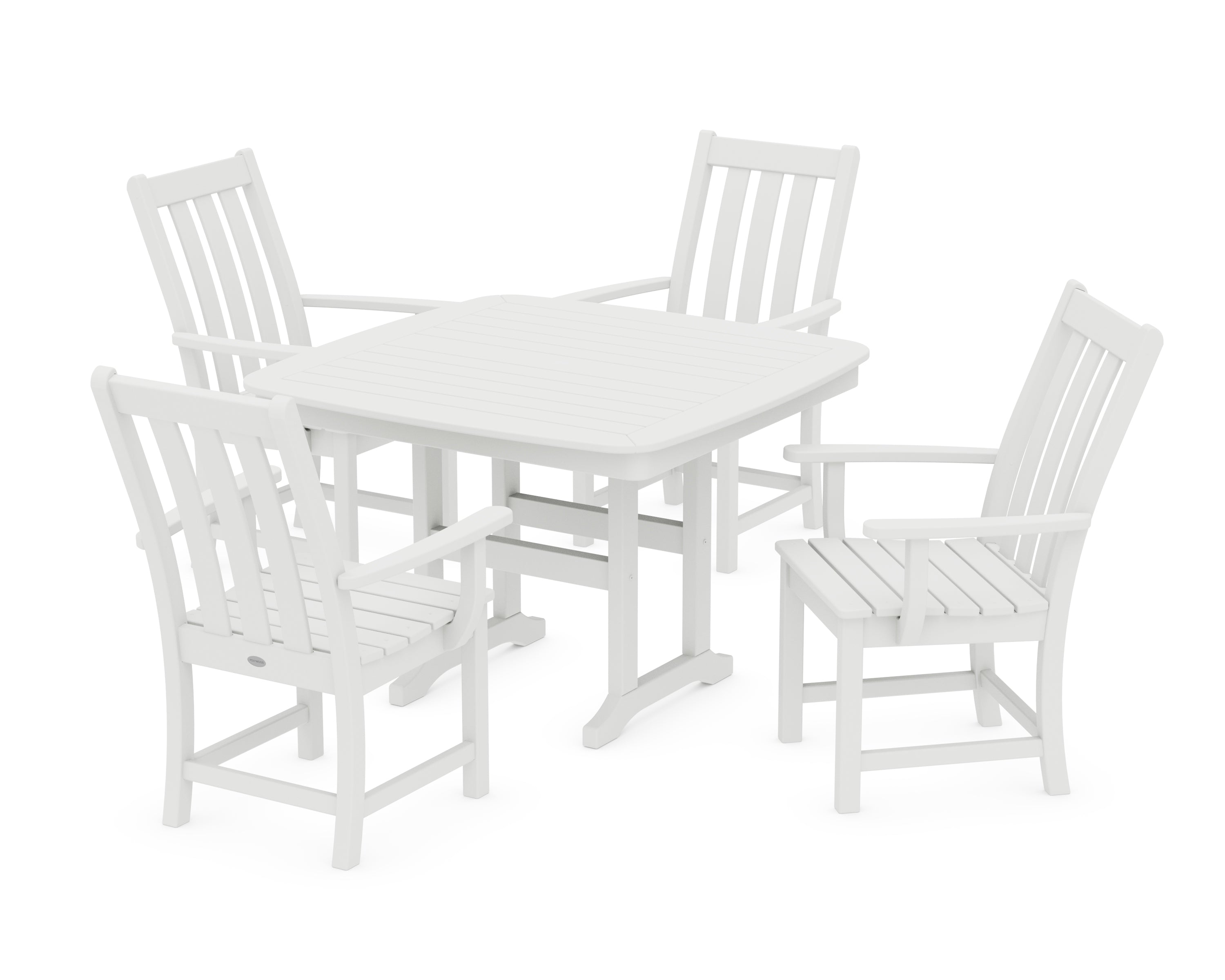 POLYWOOD® Vineyard 5-Piece Dining Set with Trestle Legs in White
