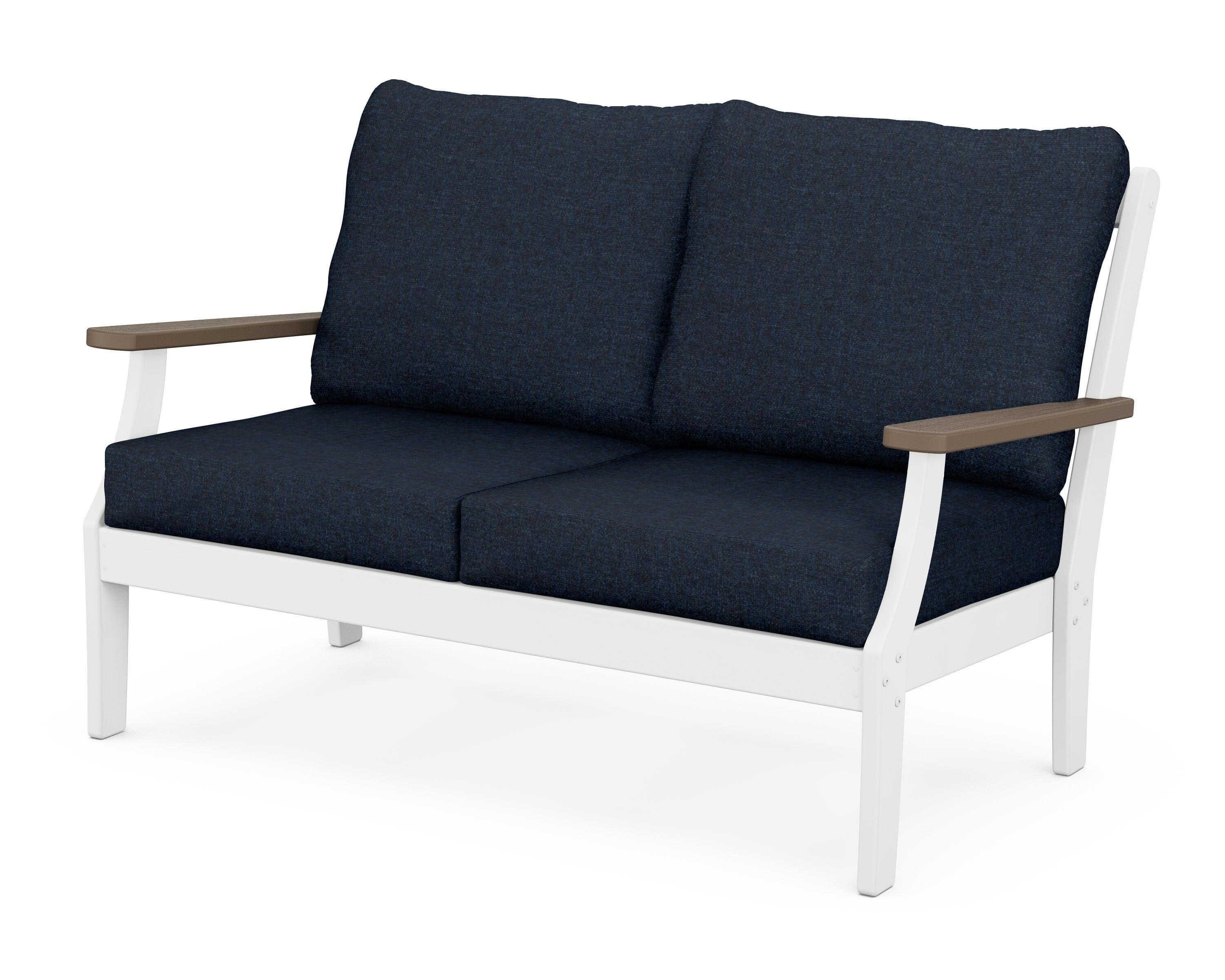 POLYWOOD® Braxton Deep Seating Loveseat in White / Kona / Marine Indigo
