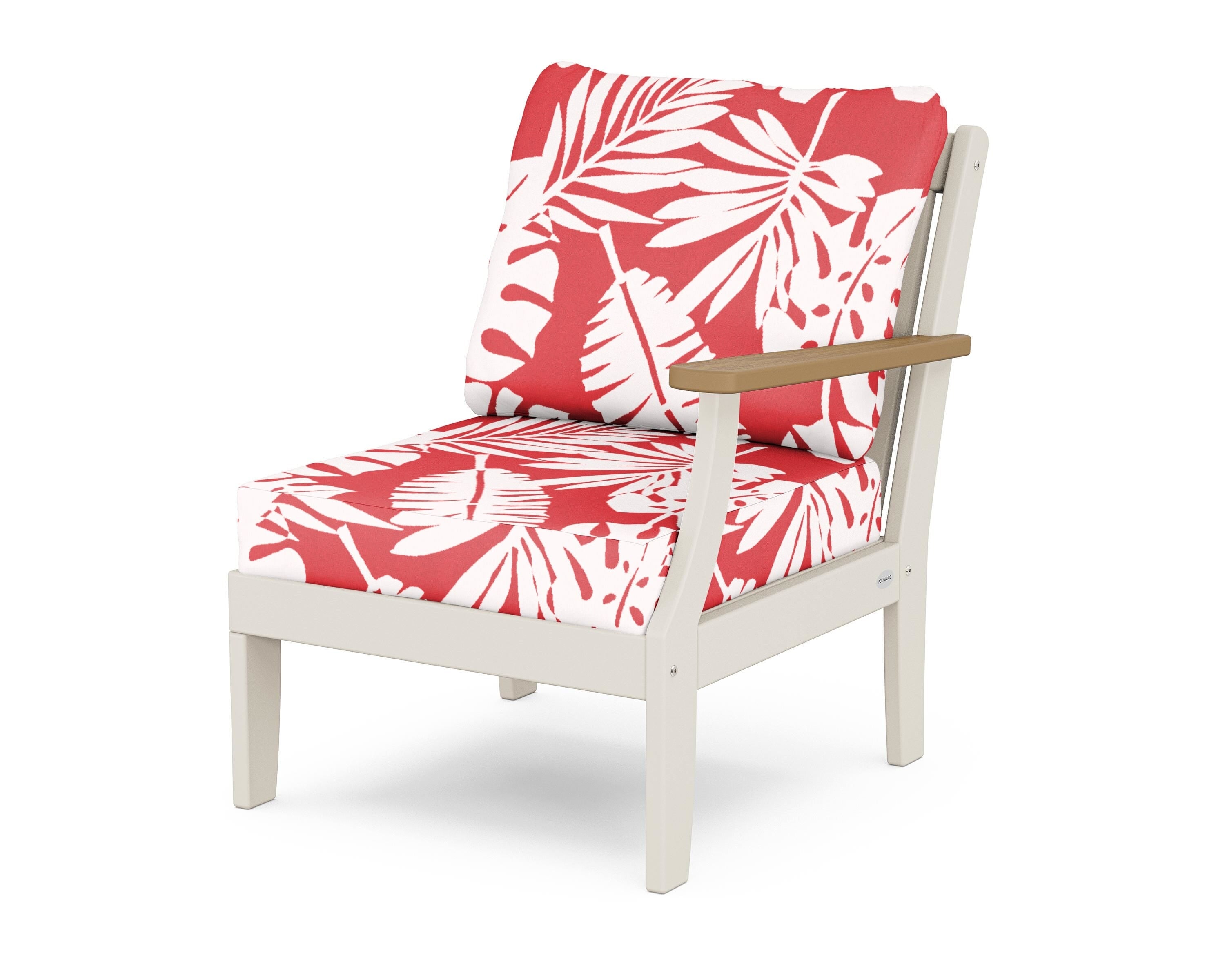 POLYWOOD® Braxton Modular Right Arm Chair in Sand / Natural / Leaf Crimson