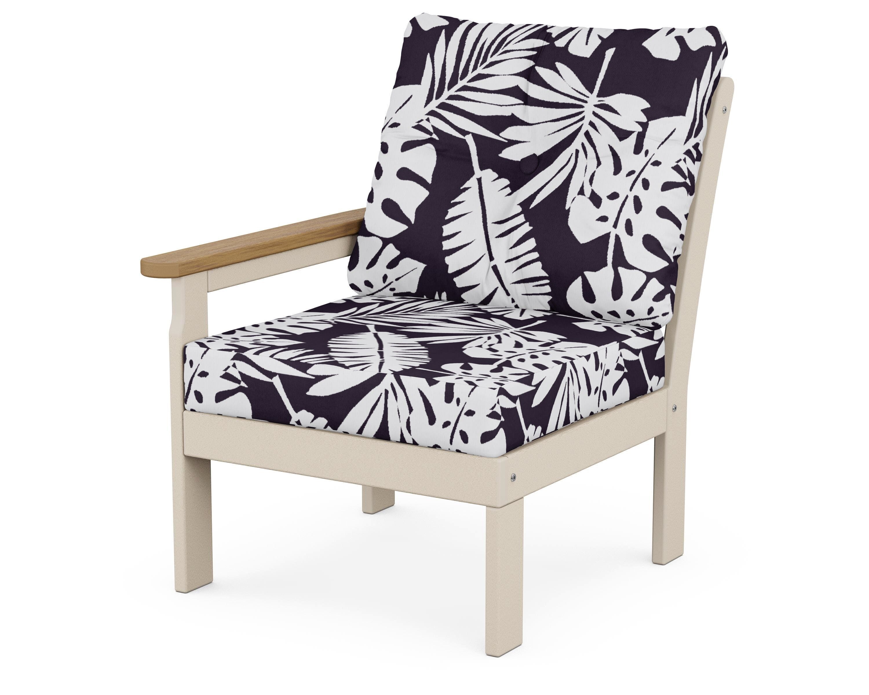 POLYWOOD® Vineyard Modular Left Arm Chair in Sand / Natural / Leaf Navy