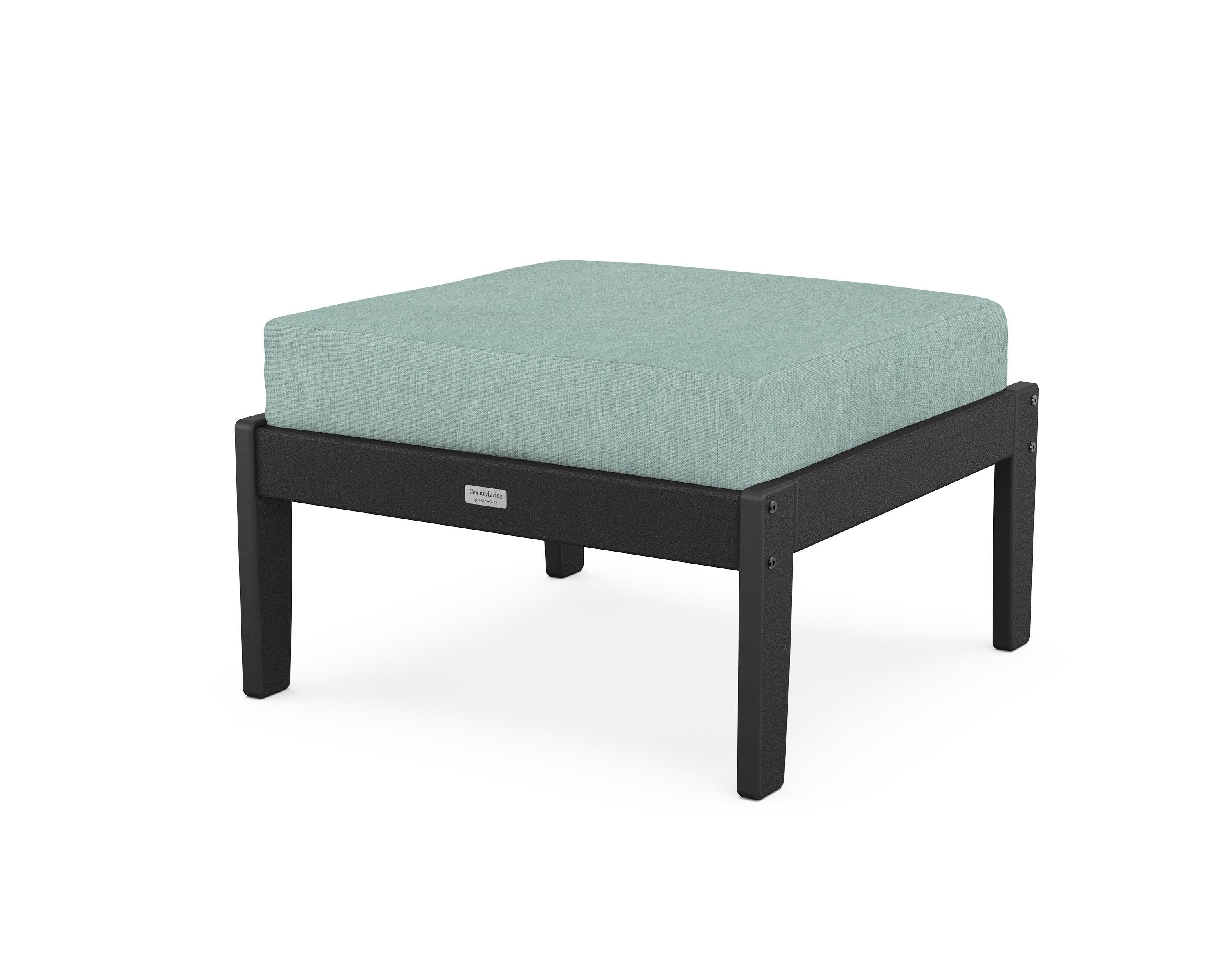 Country Living Cottage Deep Seating Ottoman in Black / Glacier Spa