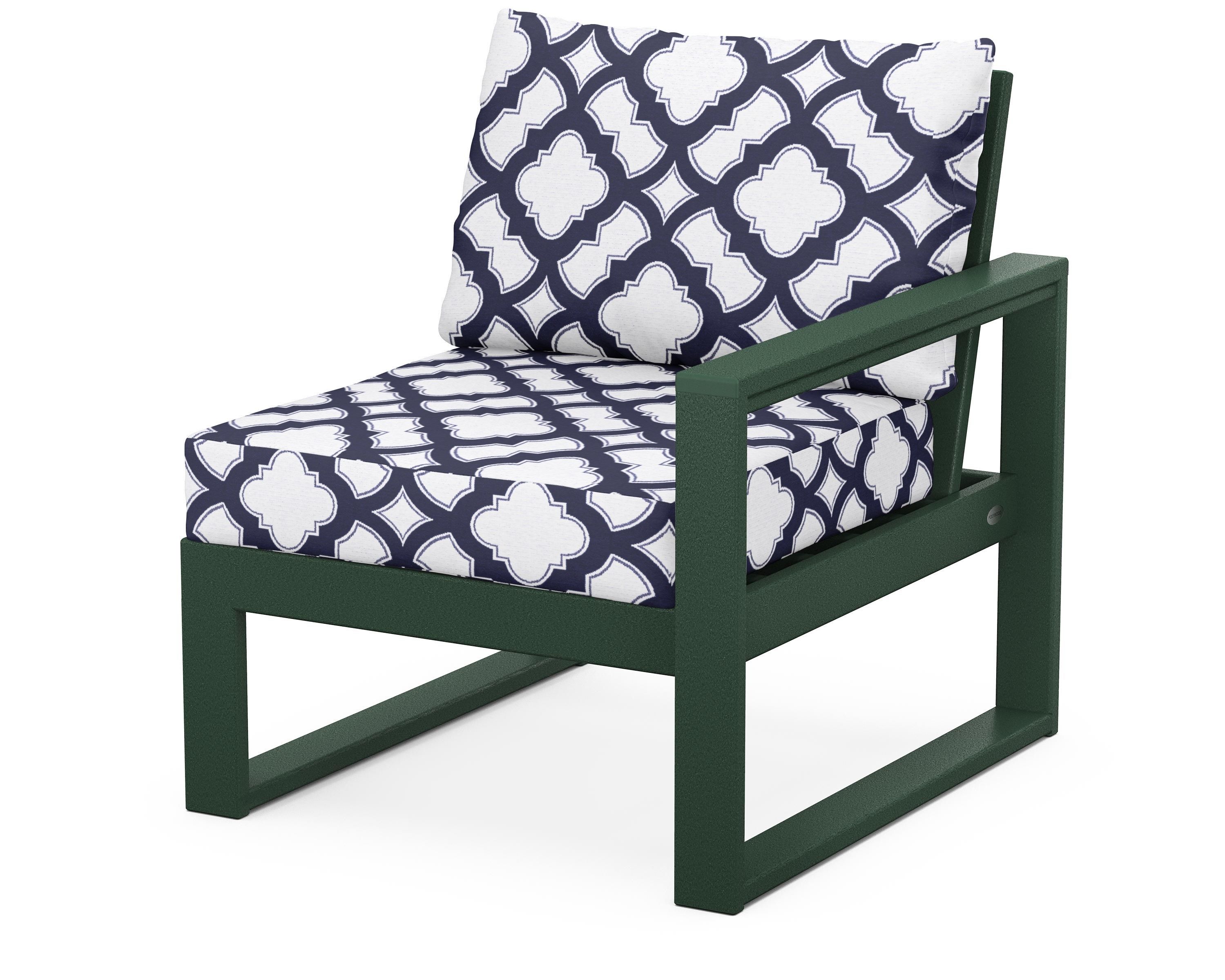 POLYWOOD® EDGE Modular Right Arm Chair in Green / Trellis Navy