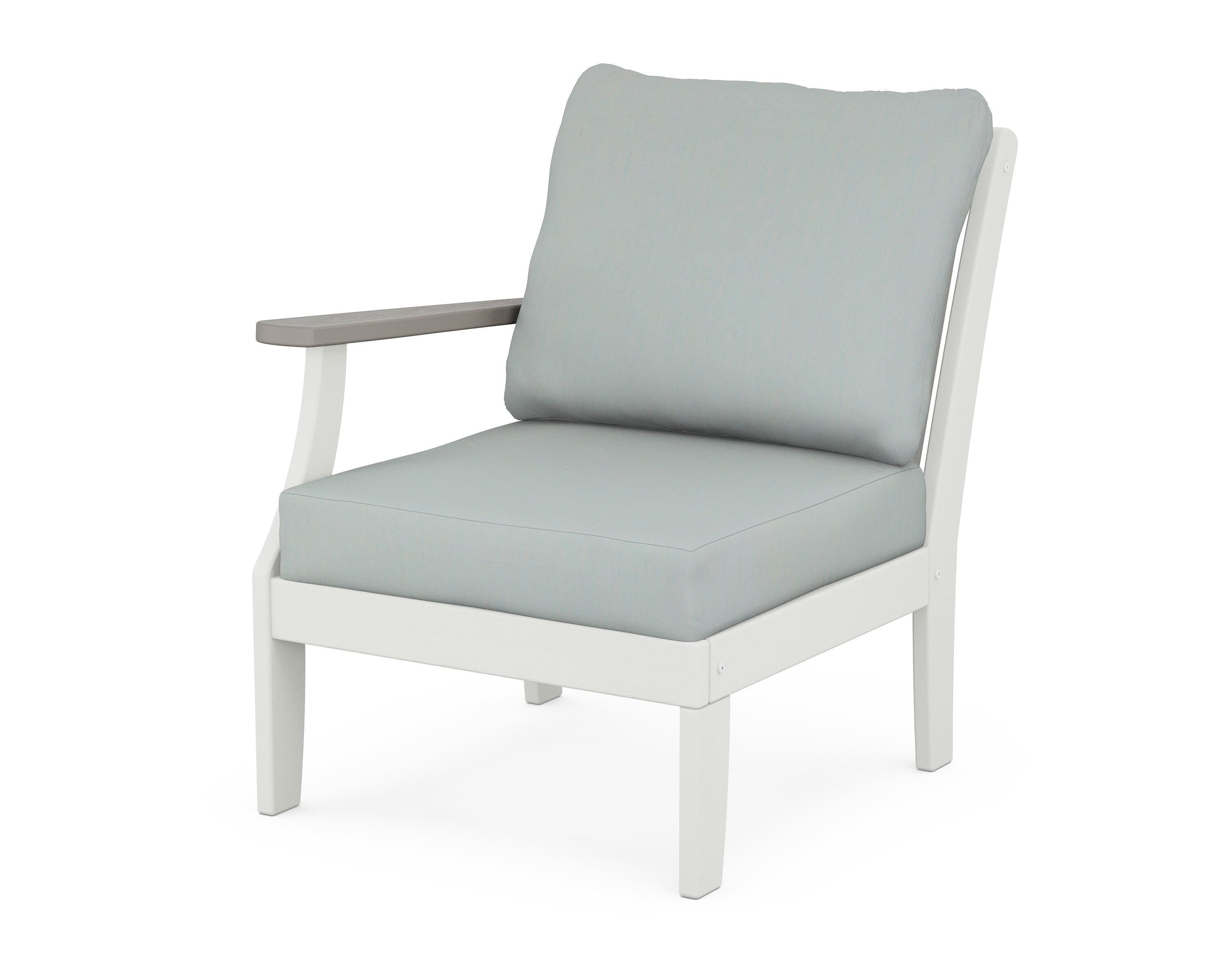 POLYWOOD® Braxton Modular Left Arm Chair in White / Driftwood / Spa