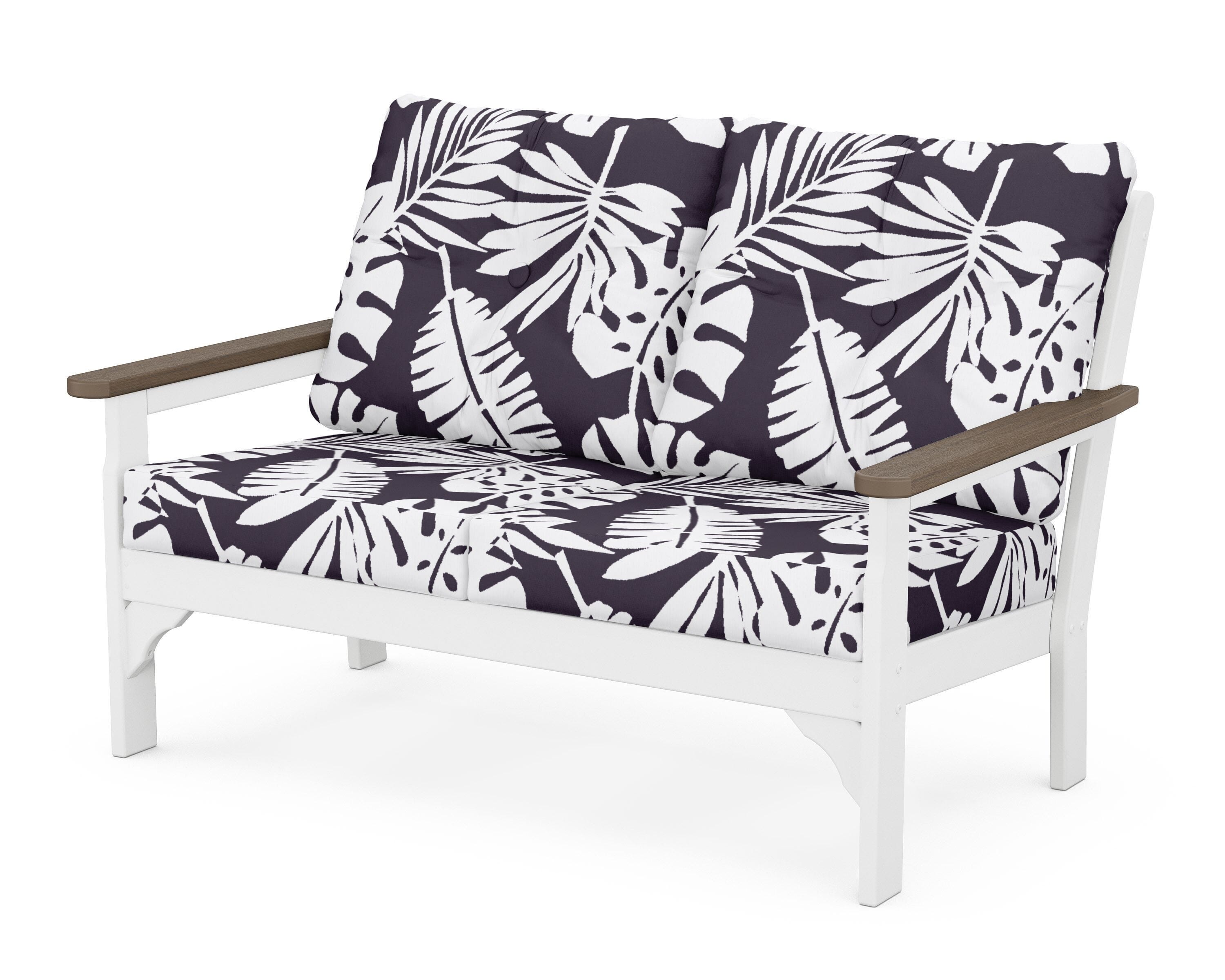 POLYWOOD® Vineyard Deep Seating Loveseat in White / Kona / Leaf Navy