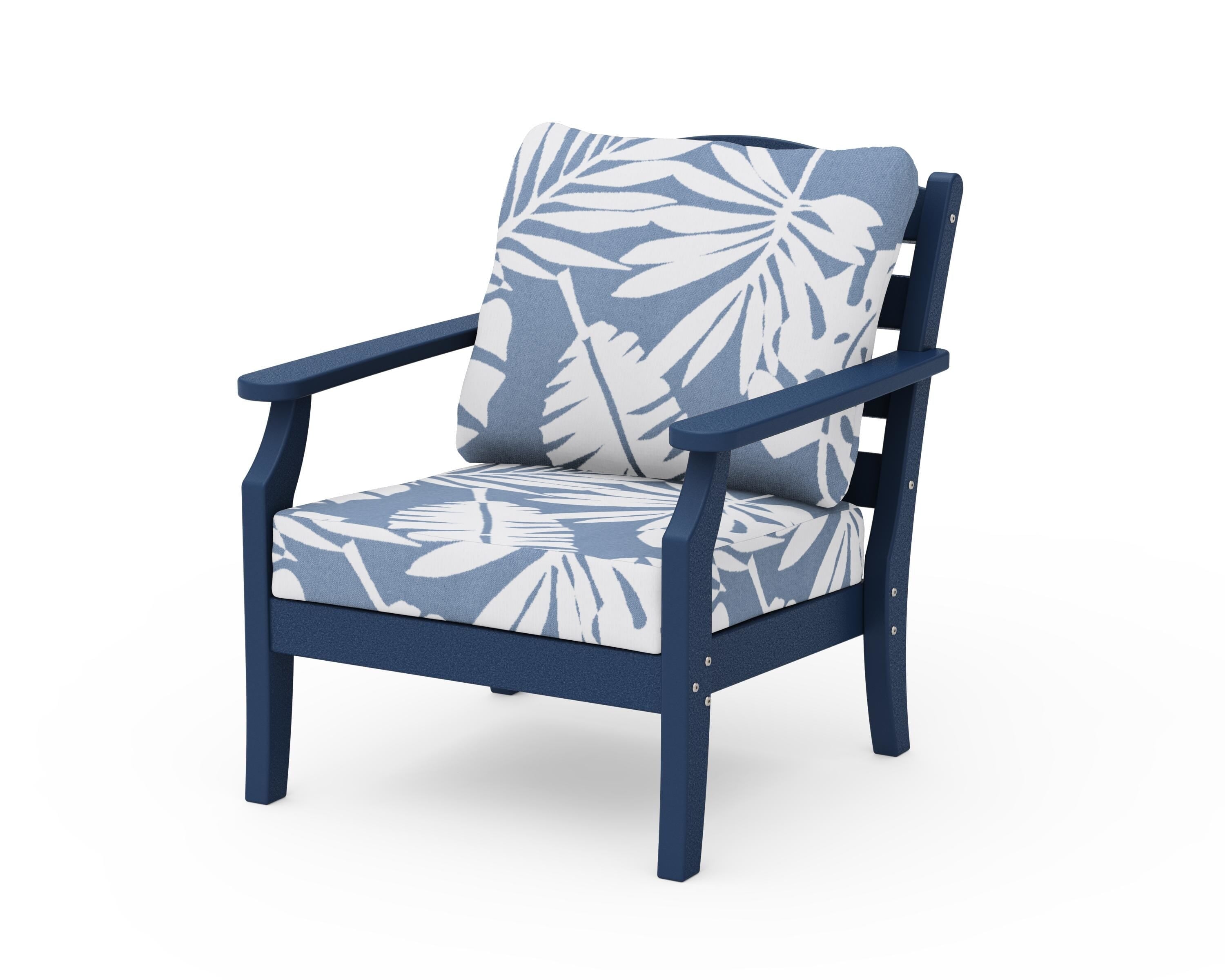 Draper James™ by POLYWOOD® Savannah Deep Seating Chair in Navy / Leaf Sky Blue