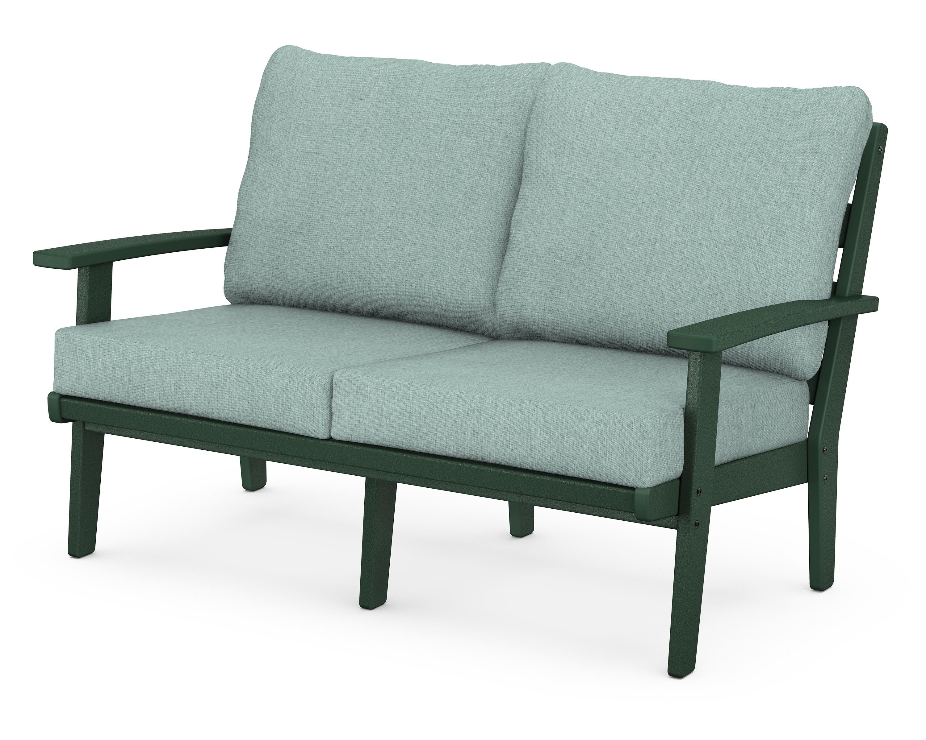 POLYWOOD® Grant Park Deep Seating Loveseat in Green / Glacier Spa