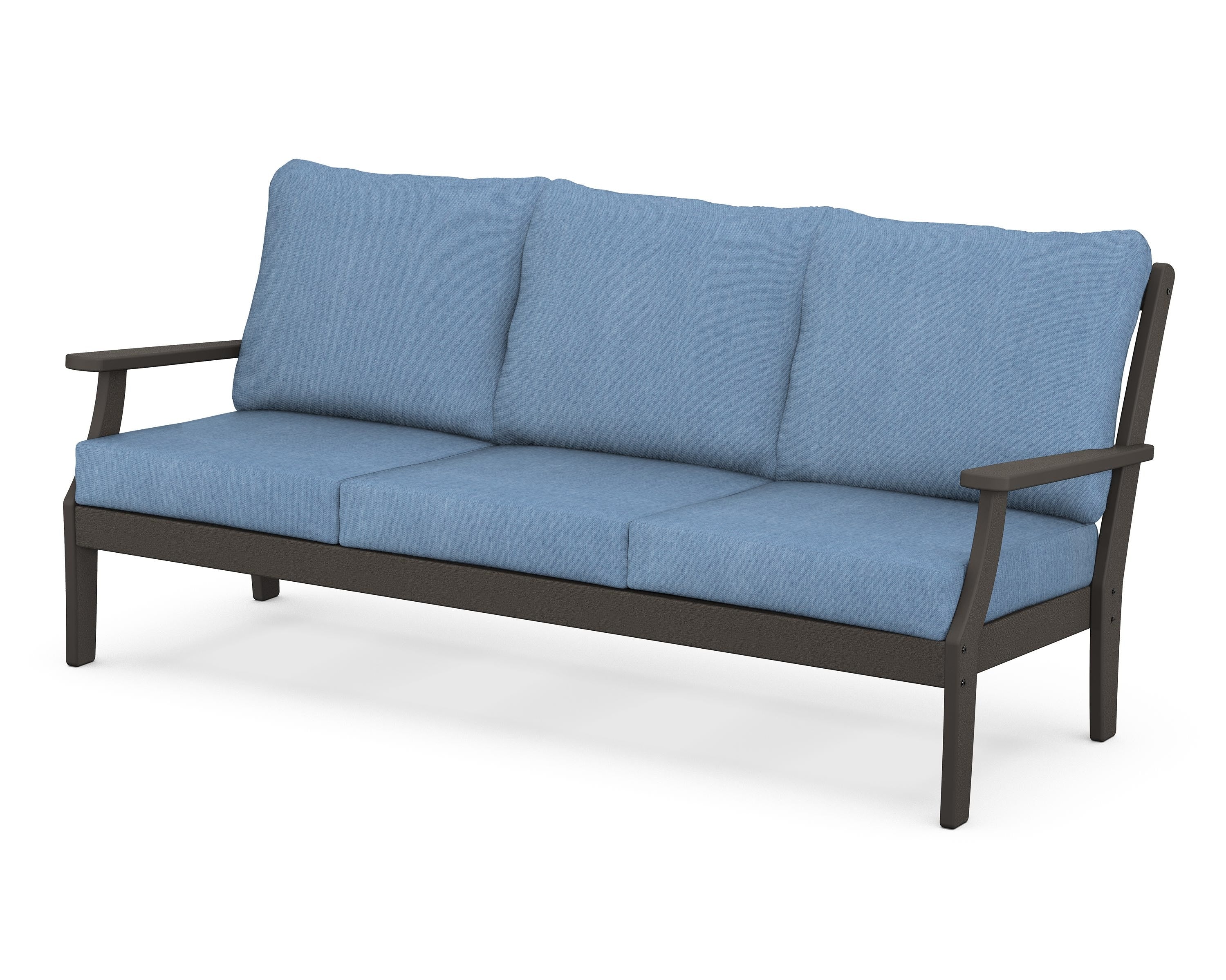 POLYWOOD® Braxton Deep Seating Sofa in Vintage Coffee / Sky Blue