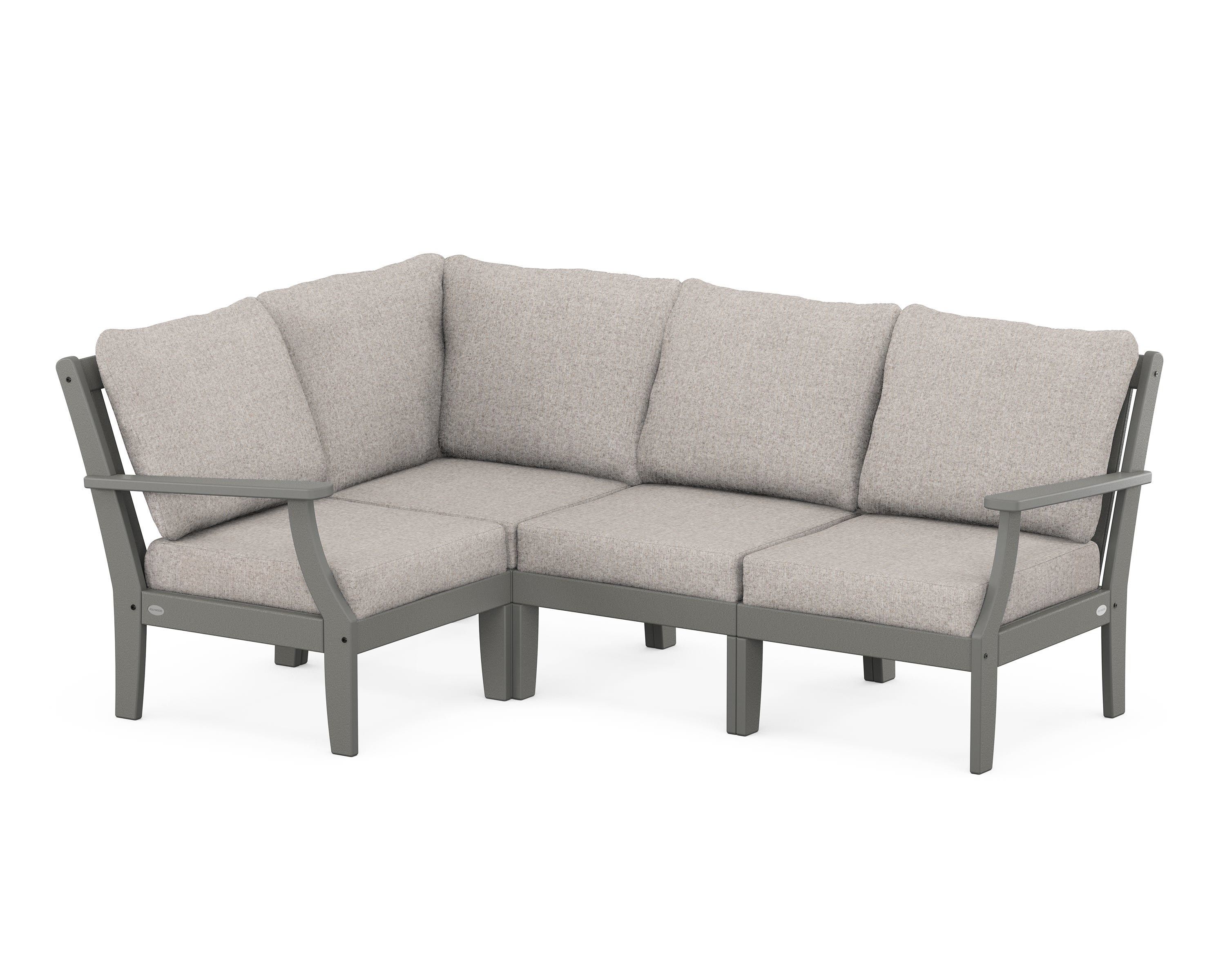 POLYWOOD® Braxton Modular 4-Piece Deep Seating Set in Slate Grey / Weathered Tweed