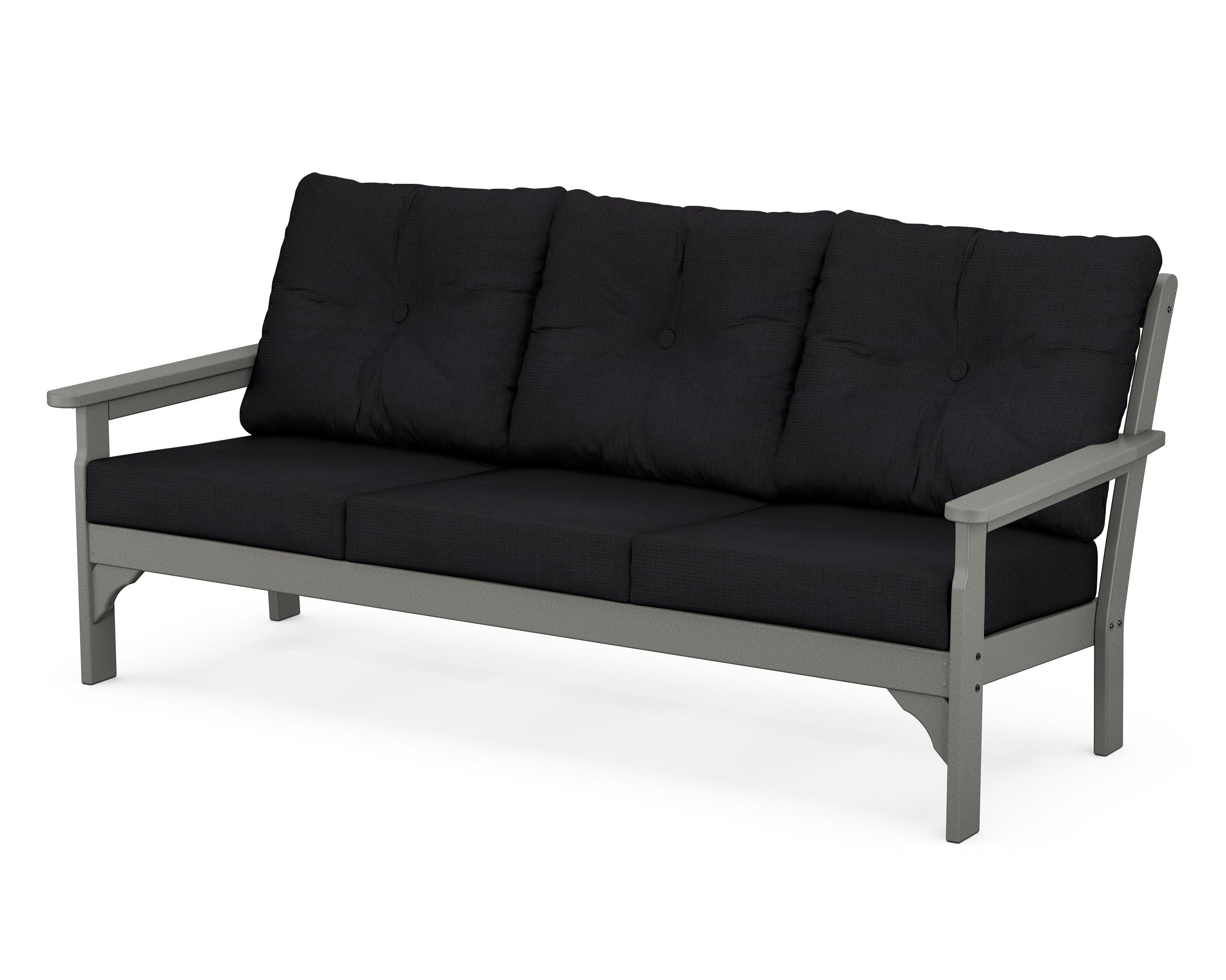 POLYWOOD® Vineyard Deep Seating Sofa in Slate Grey / Midnight Linen