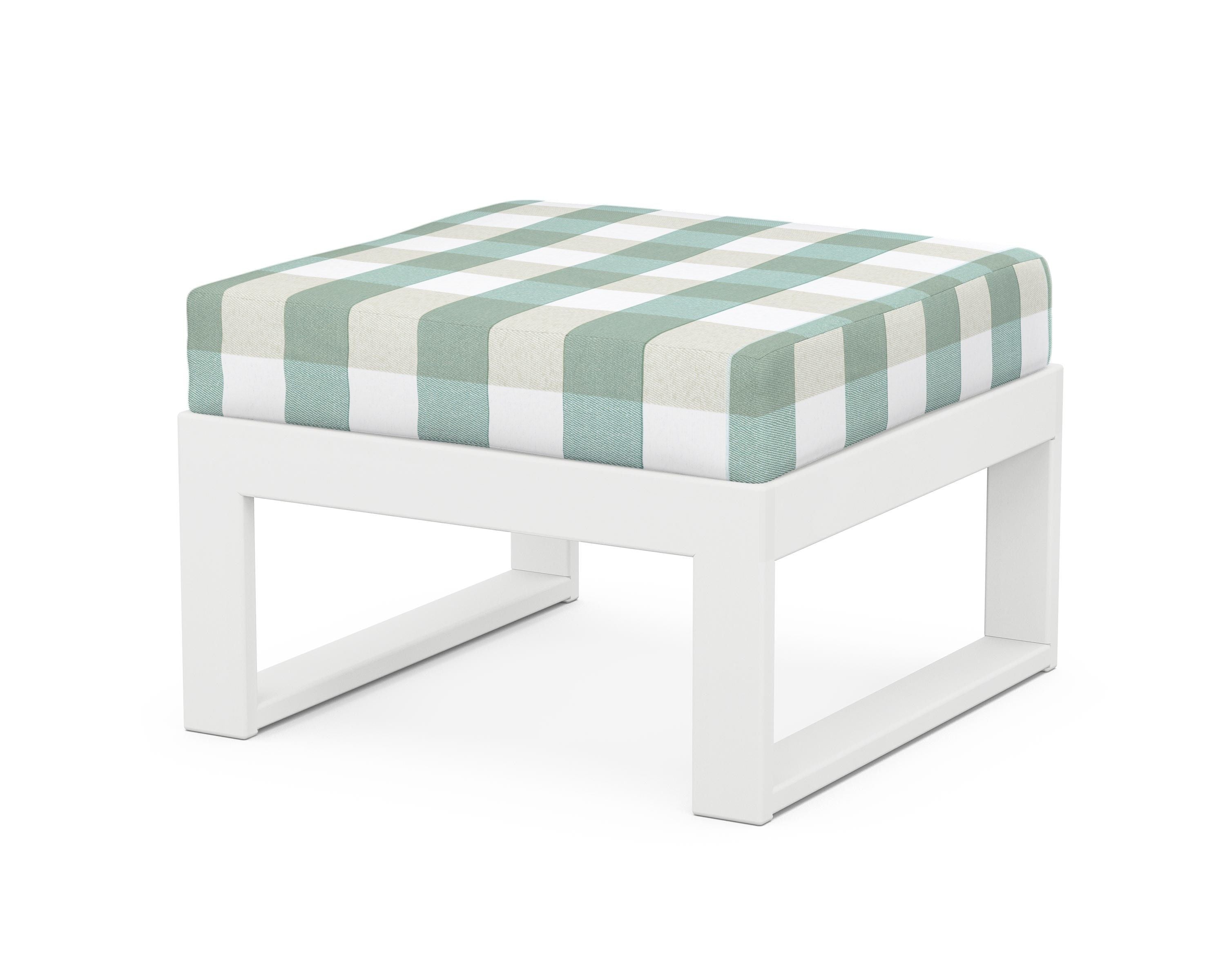 Unbranded Modular Ottoman - Modern in White / Buffalo Plaid Glacier Spa