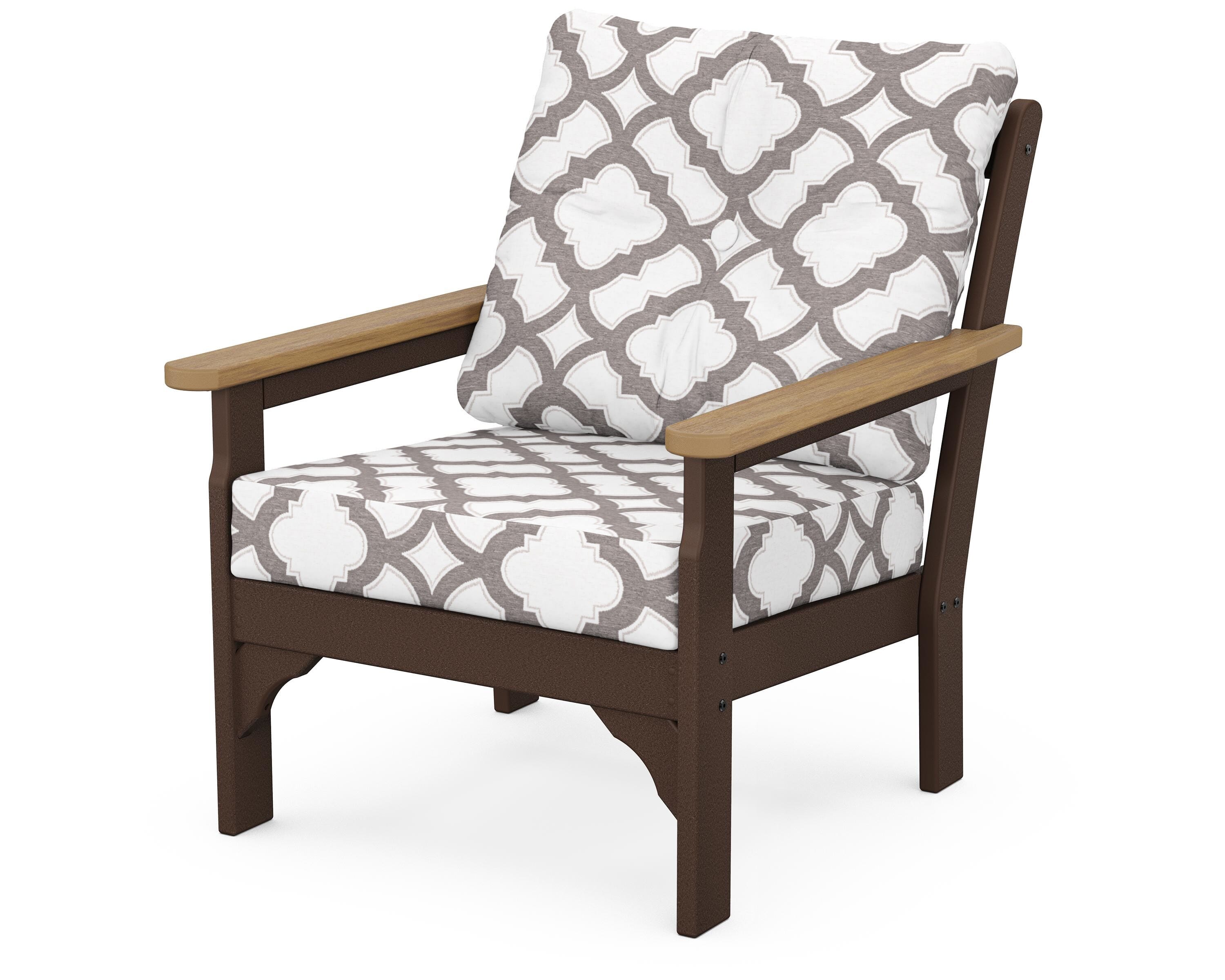 POLYWOOD® Vineyard Deep Seating Chair in Mahogany / Natural / Trellis Grey Mist