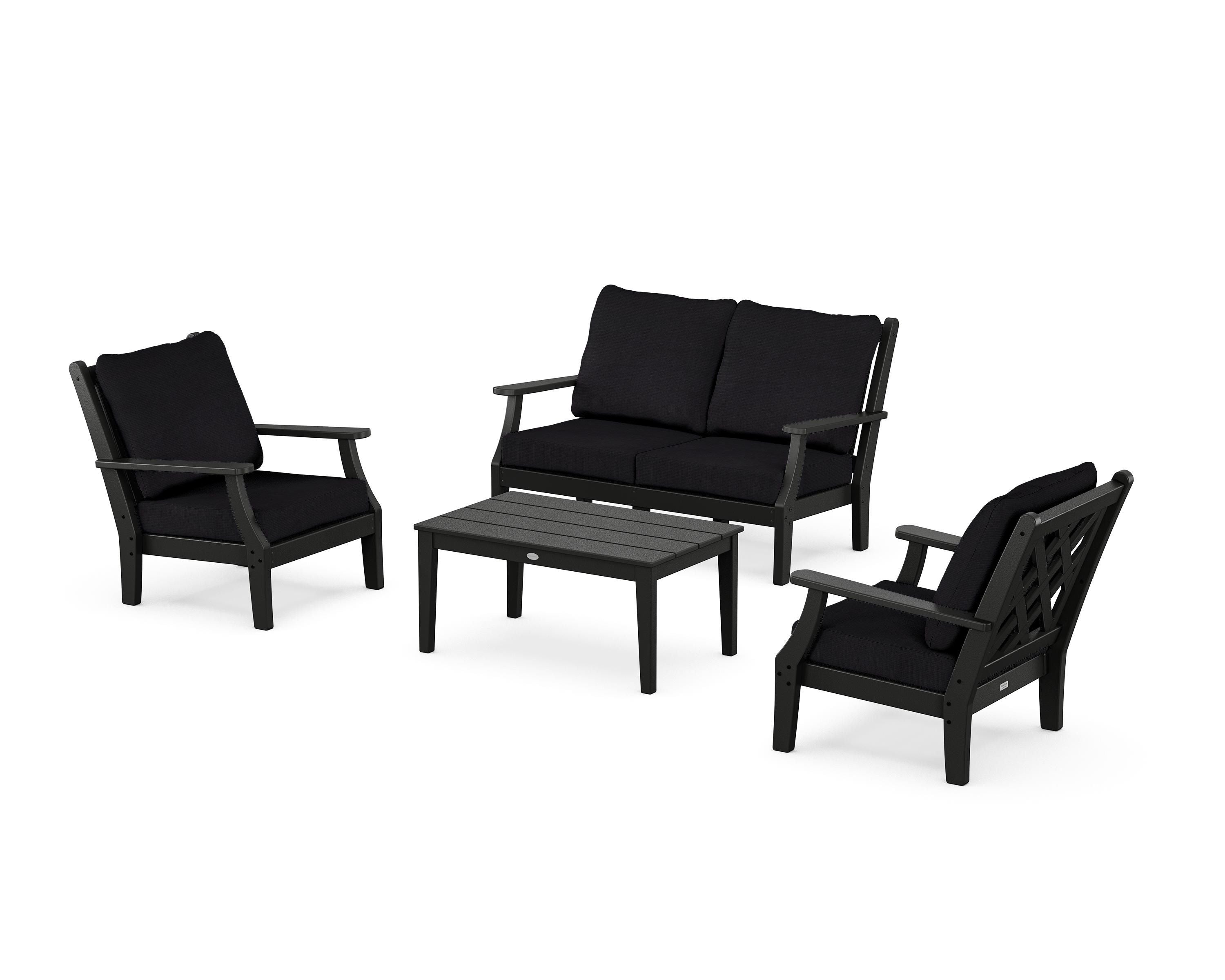 Country Living Wovendale 4-Piece Deep Seating Set with Loveseat in Black / Midnight Linen