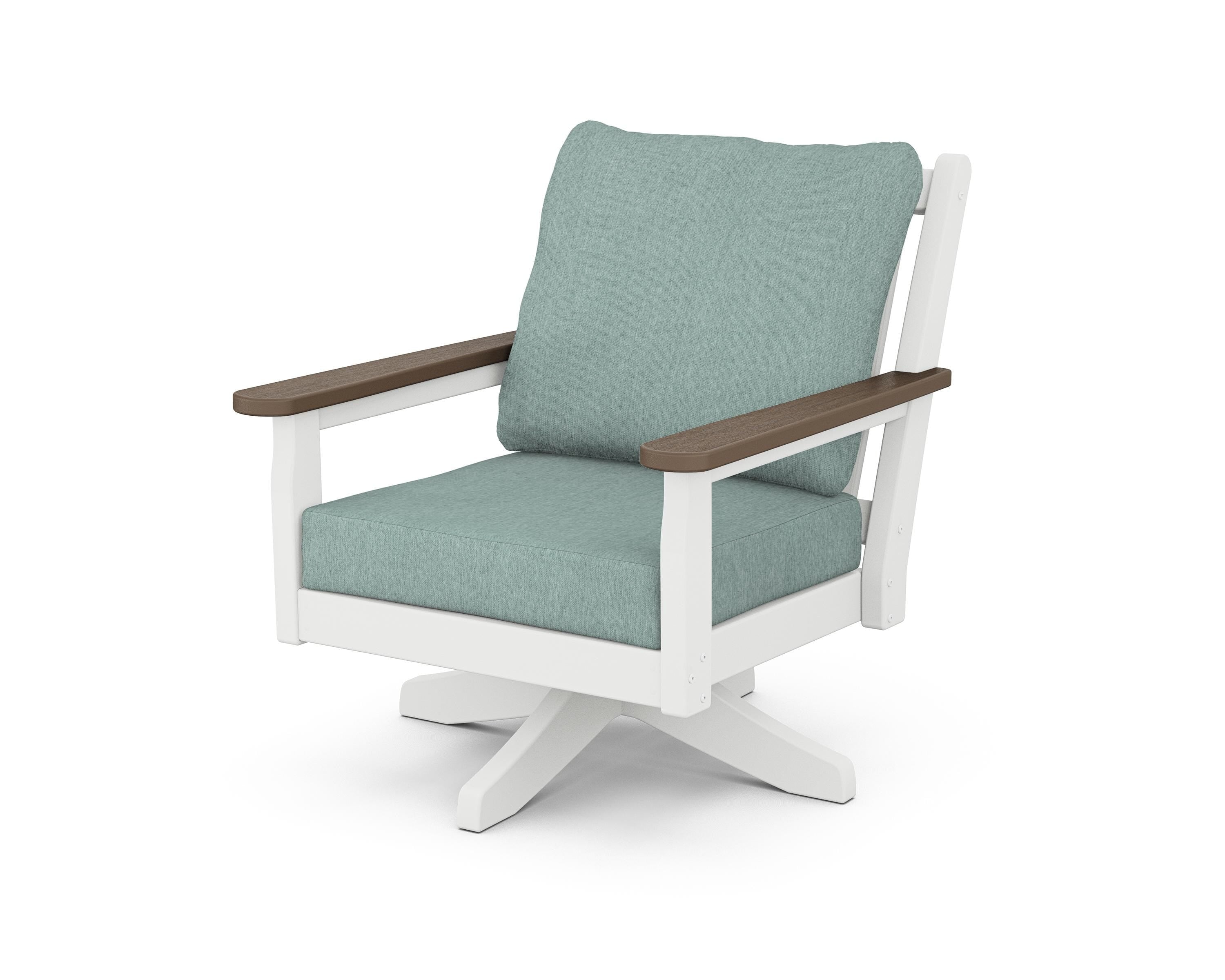 POLYWOOD® Chippendale Deep Seating Swivel Chair in White / Kona / Glacier Spa