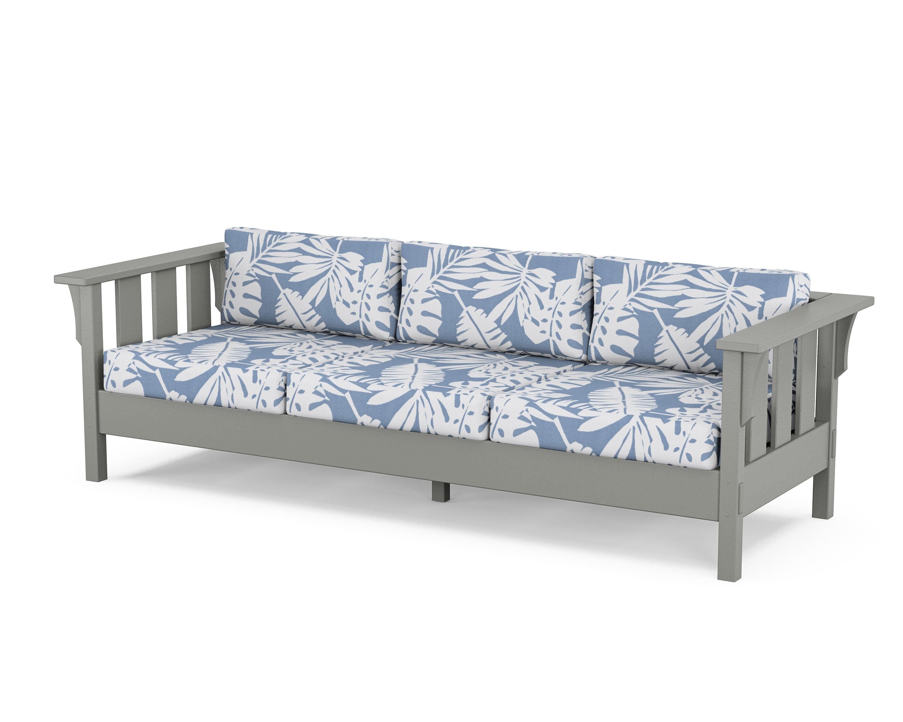 Martha Stewart by POLYWOOD® Acadia Deep Seating Sofa in Slate Grey / Leaf Sky Blue