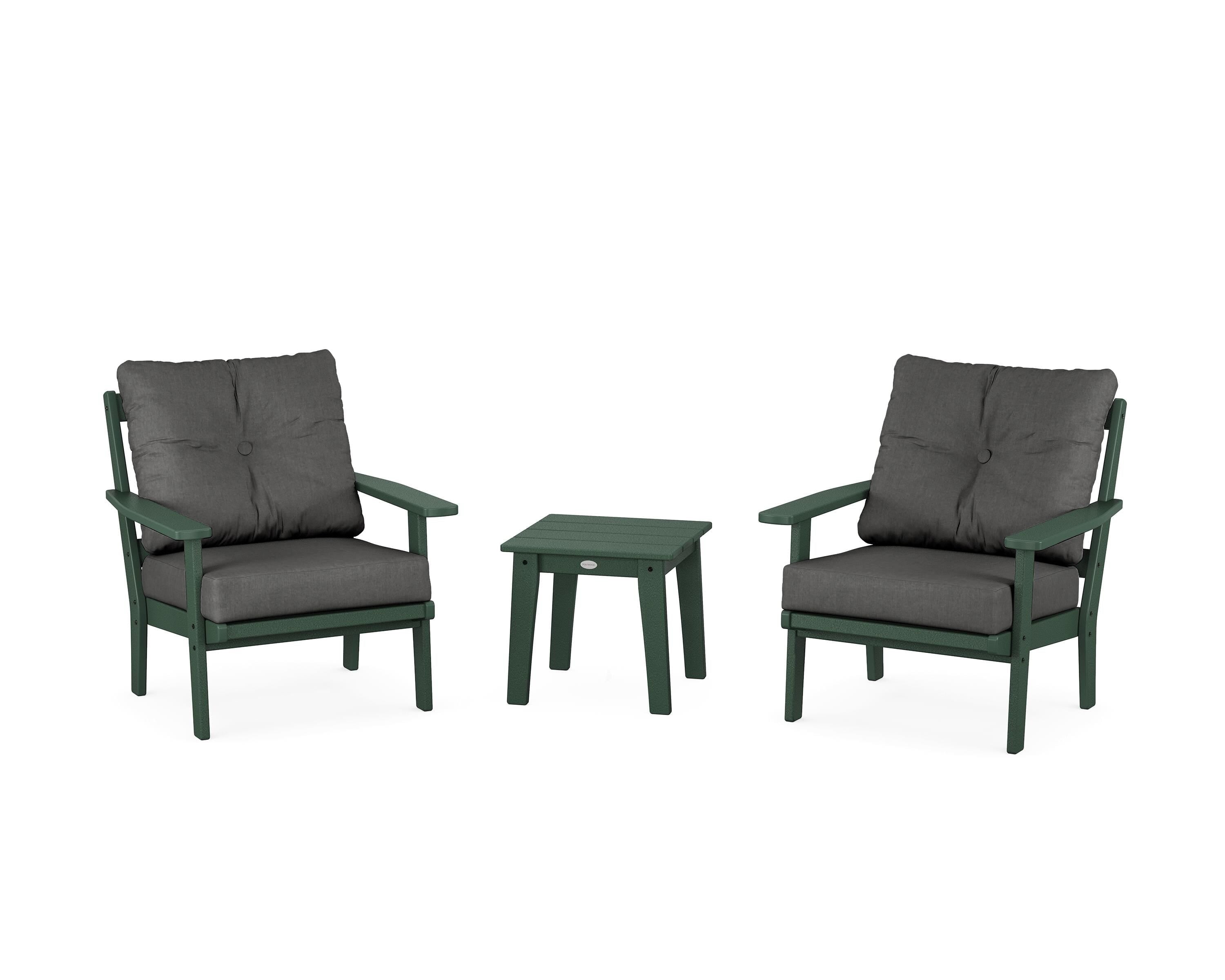 POLYWOOD® Oxford 3-Piece Deep Seating Set in Green / Spectrum Carbon