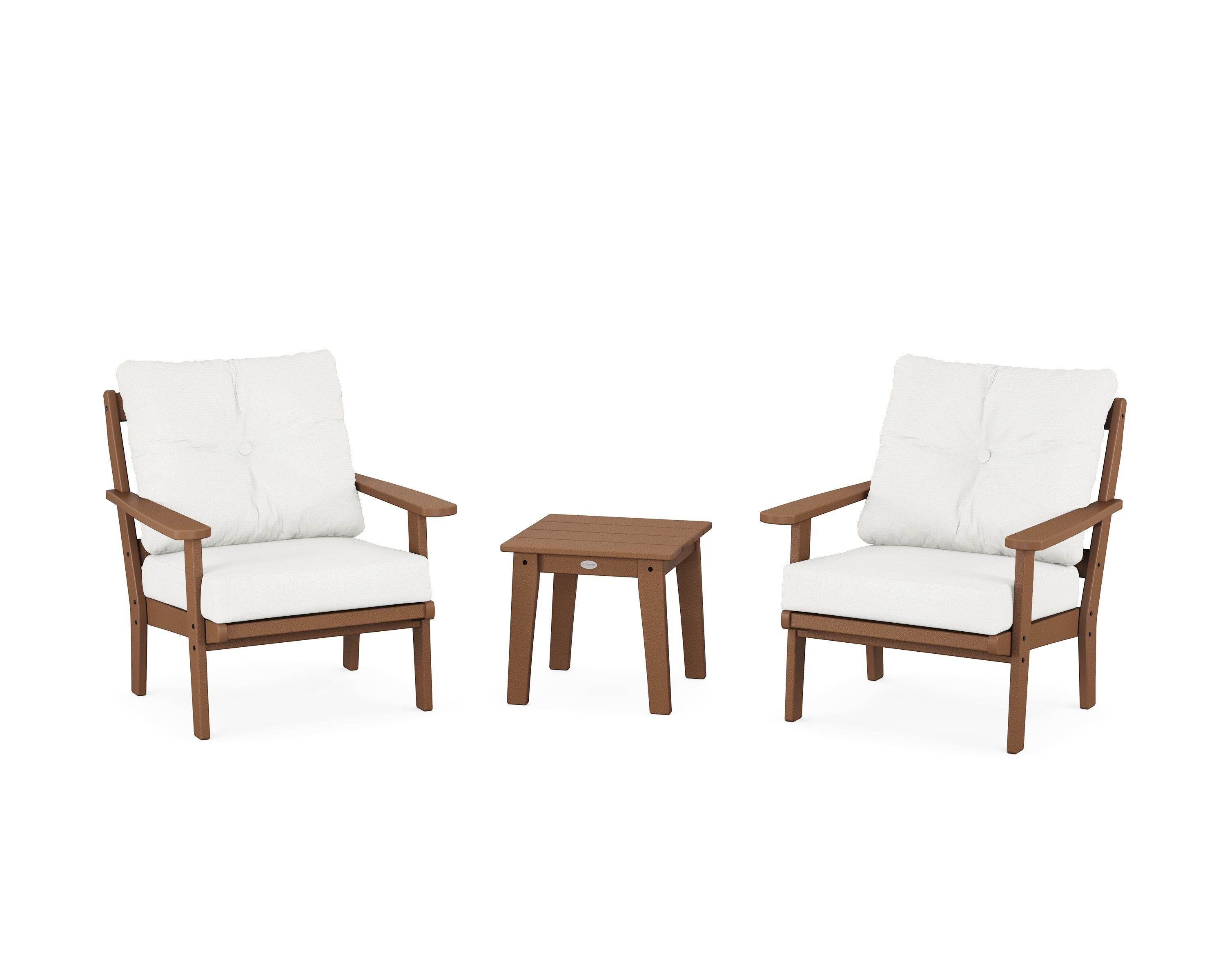 POLYWOOD® Mission 3-Piece Deep Seating Set in Teak / Natural Linen