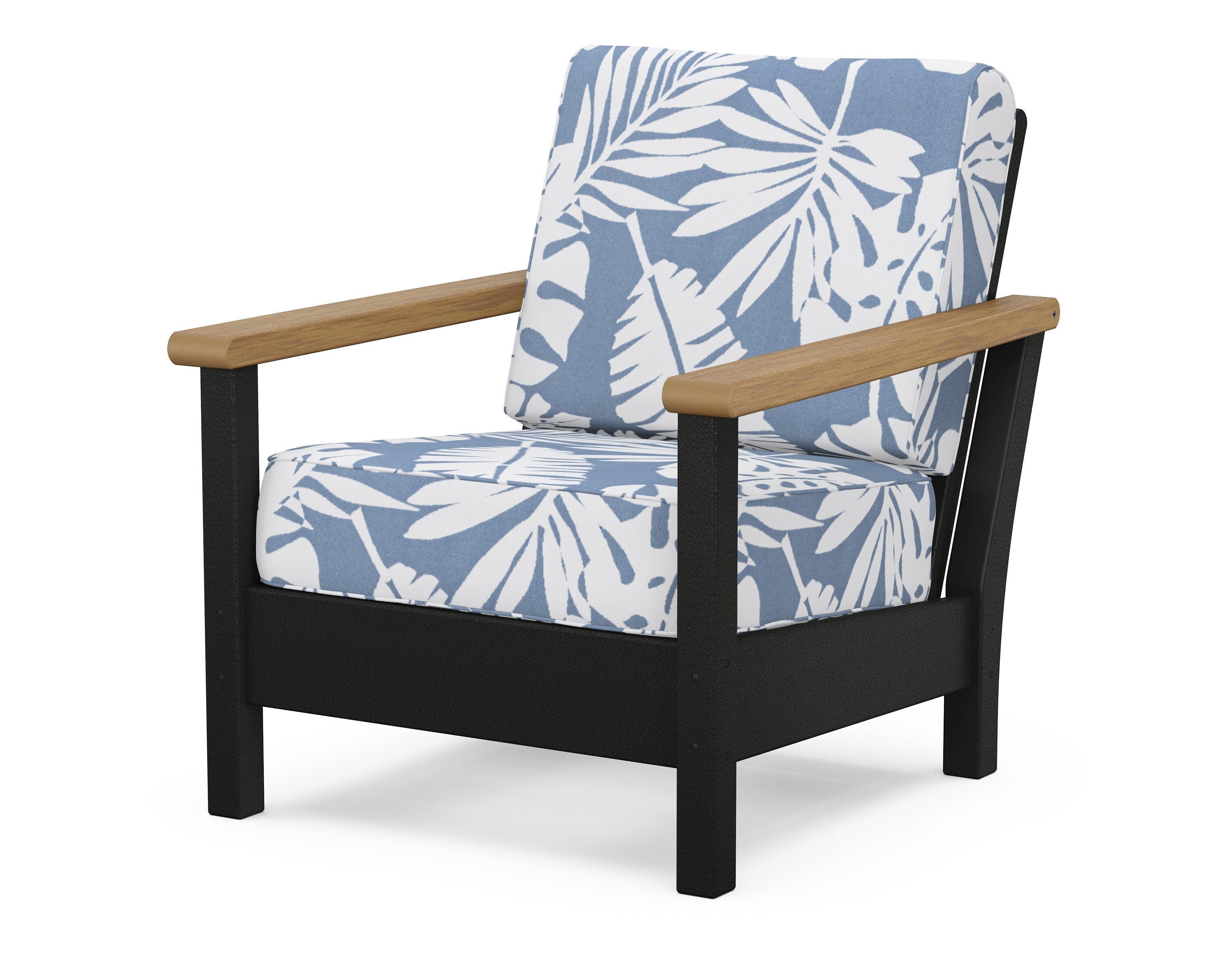 POLYWOOD® Harbour Deep Seating Chair in Black / Natural / Leaf Sky Blue