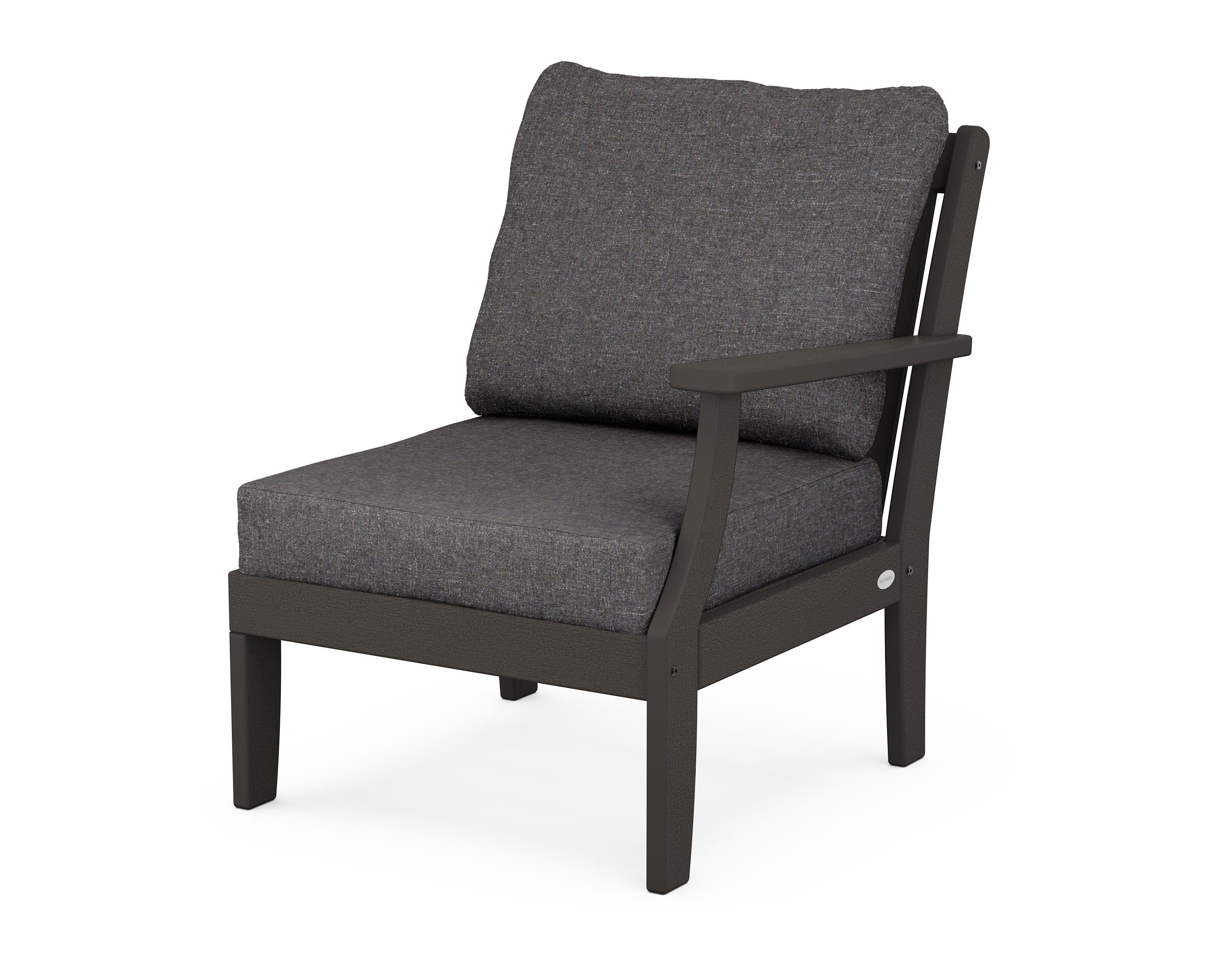 POLYWOOD® Braxton Modular Right Arm Chair in Vintage Coffee / Ash Charcoal