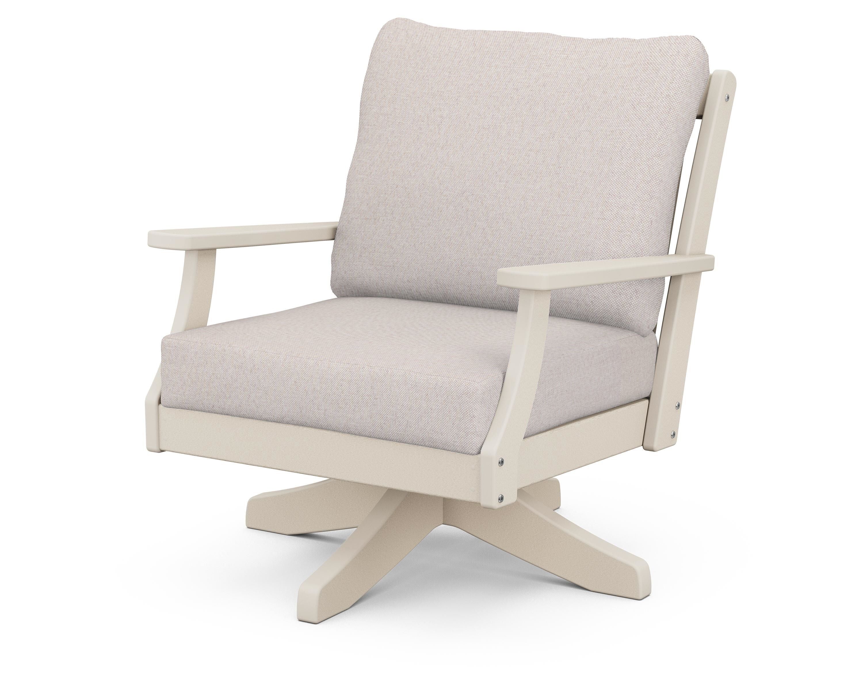 POLYWOOD® Braxton Deep Seating Swivel Chair in Sand / Dune Burlap