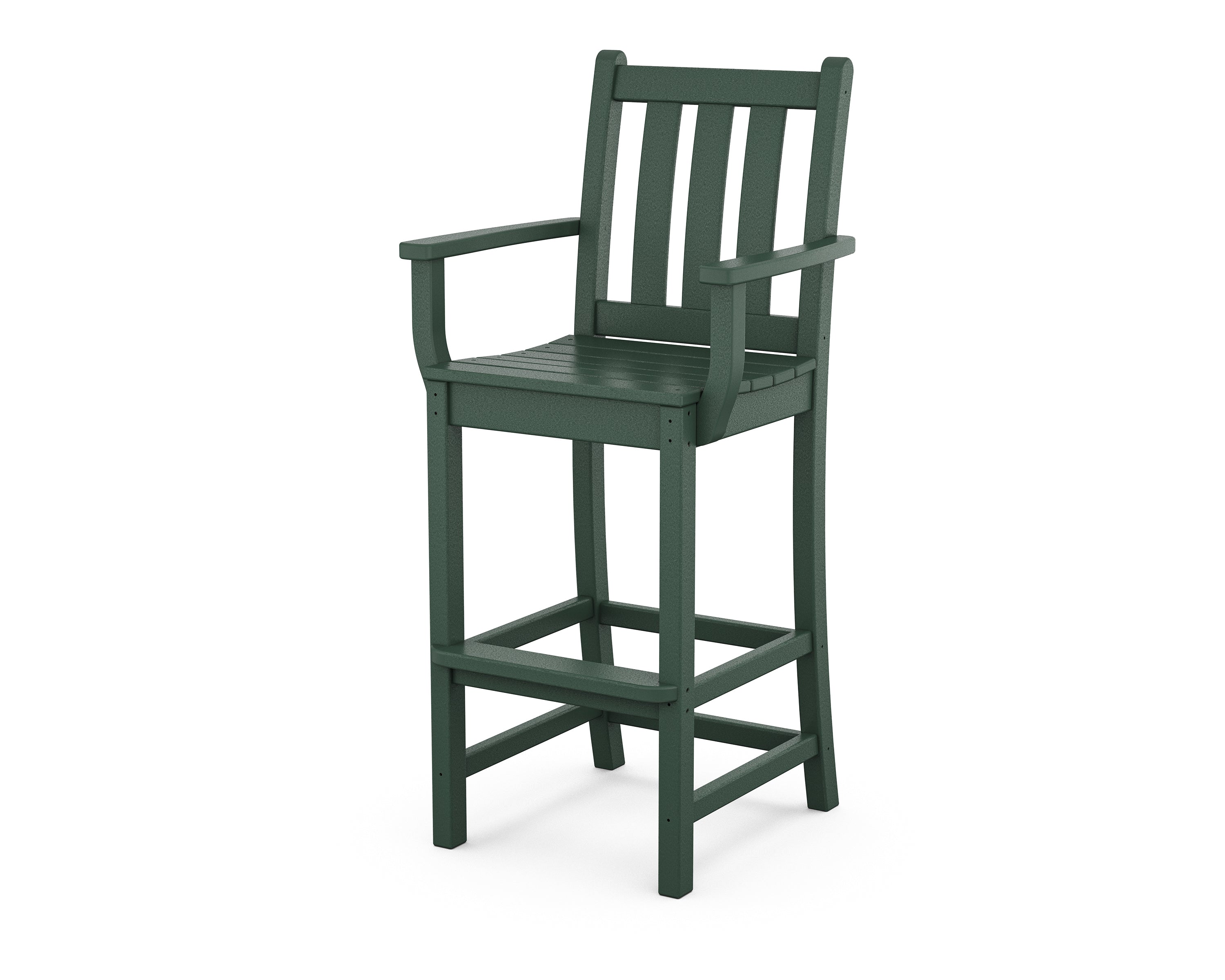 POLYWOOD® Traditional Garden Bar Arm Chair in Green