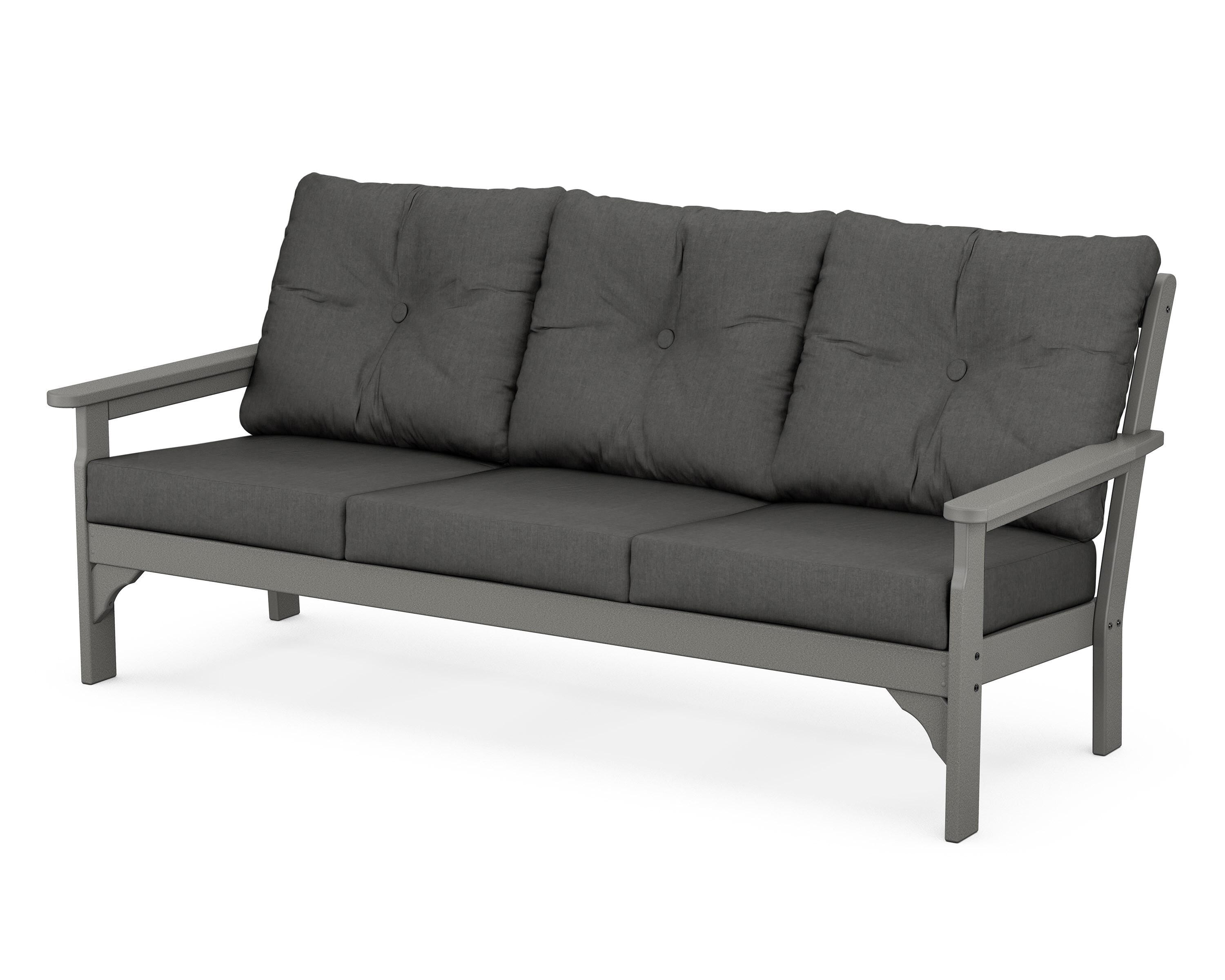 POLYWOOD® Vineyard Deep Seating Sofa in Slate Grey / Spectrum Carbon