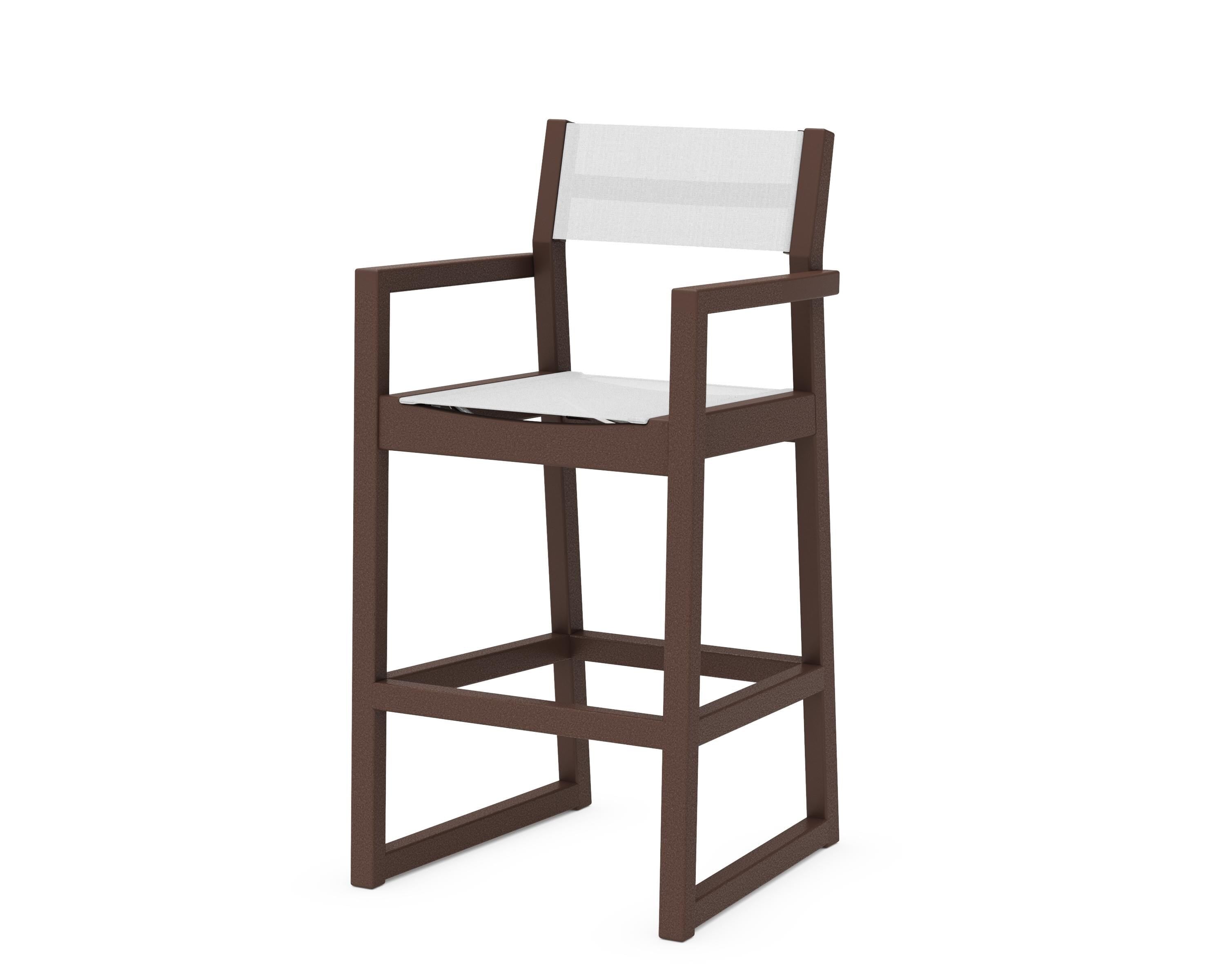 POLYWOOD® EDGE Sling Bar Arm Chair in Mahogany / White Sling