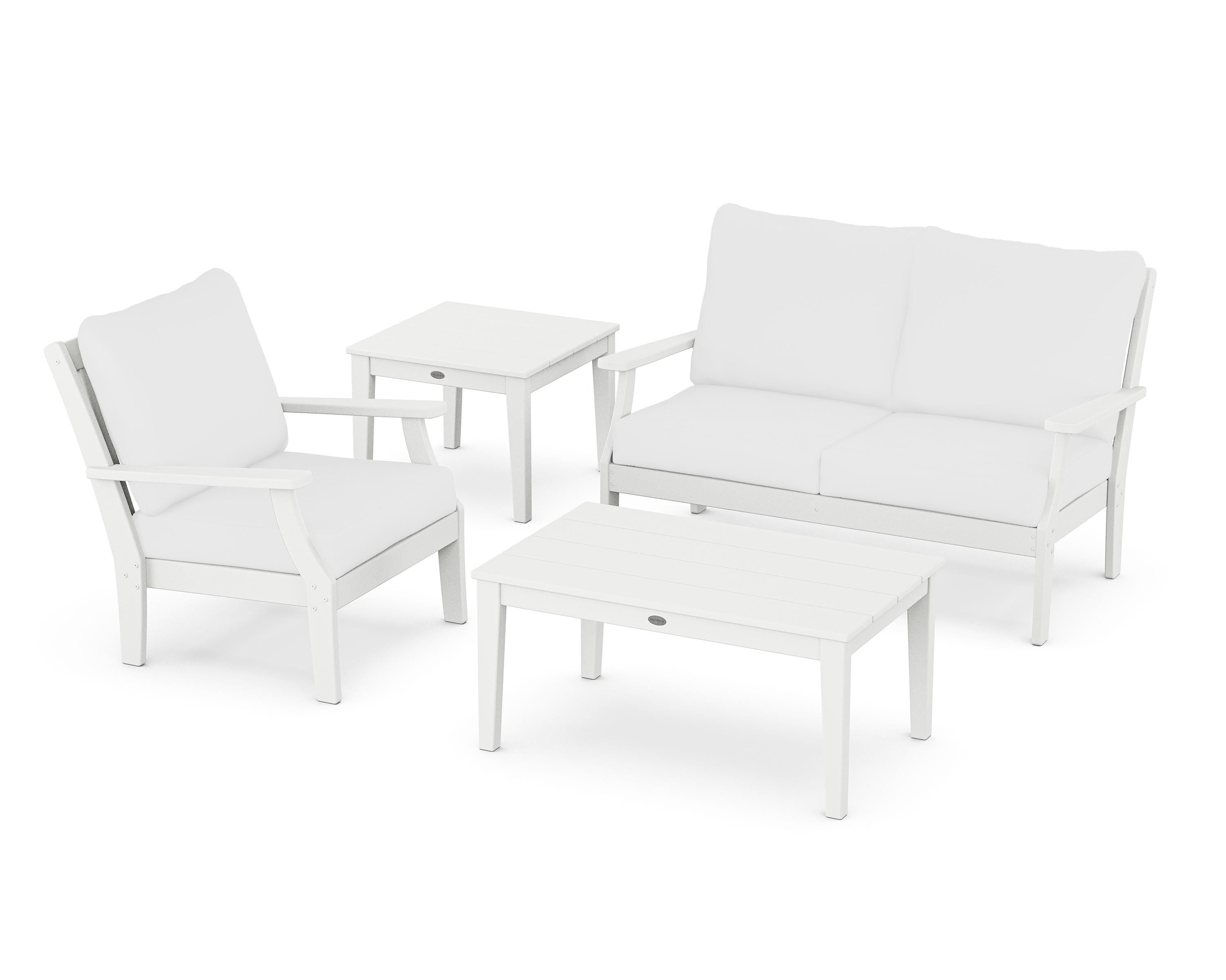 POLYWOOD® Braxton 4-Piece Deep Seating Set in White / Natural