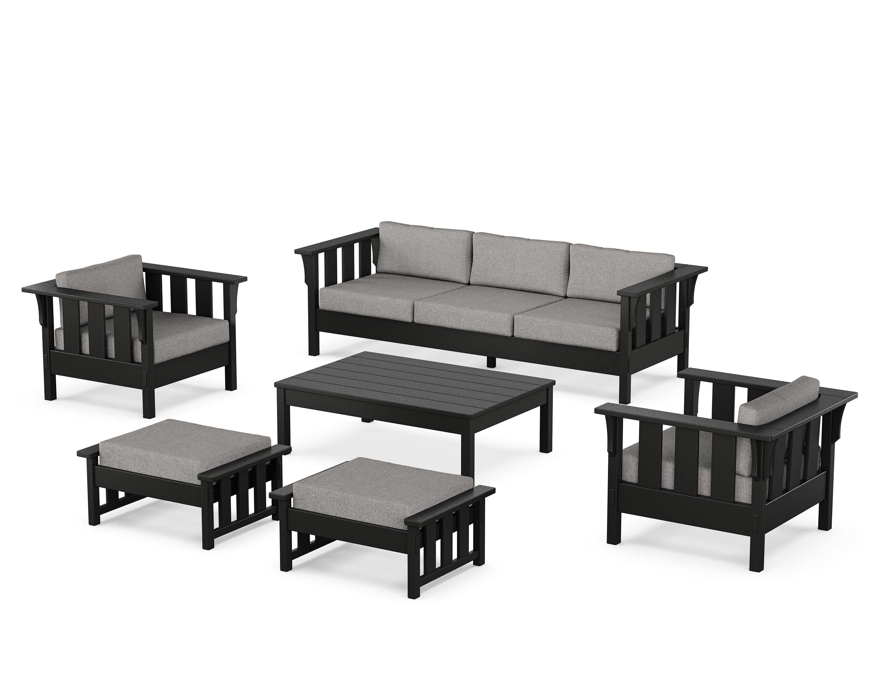 Martha Stewart by POLYWOOD® Acadia 6-Piece Lounge Sofa Set in Black / Grey Mist