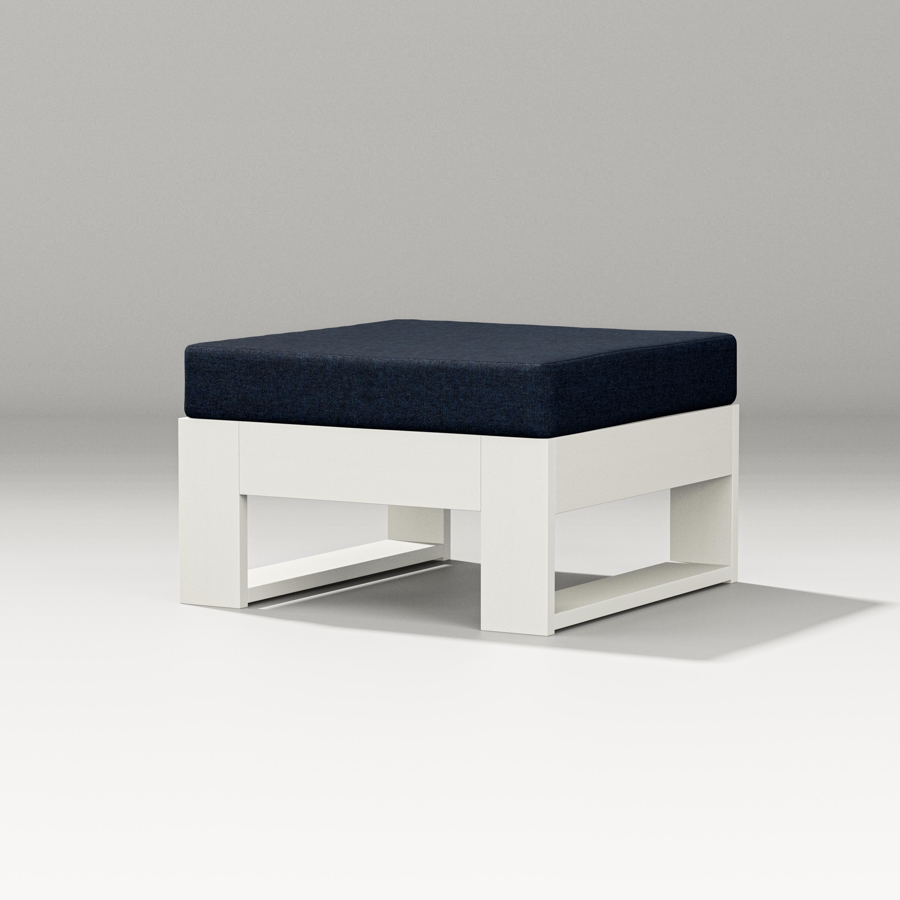PW Designer Series Latitude Lounge Ottoman in Vintage White / Marine Indigo