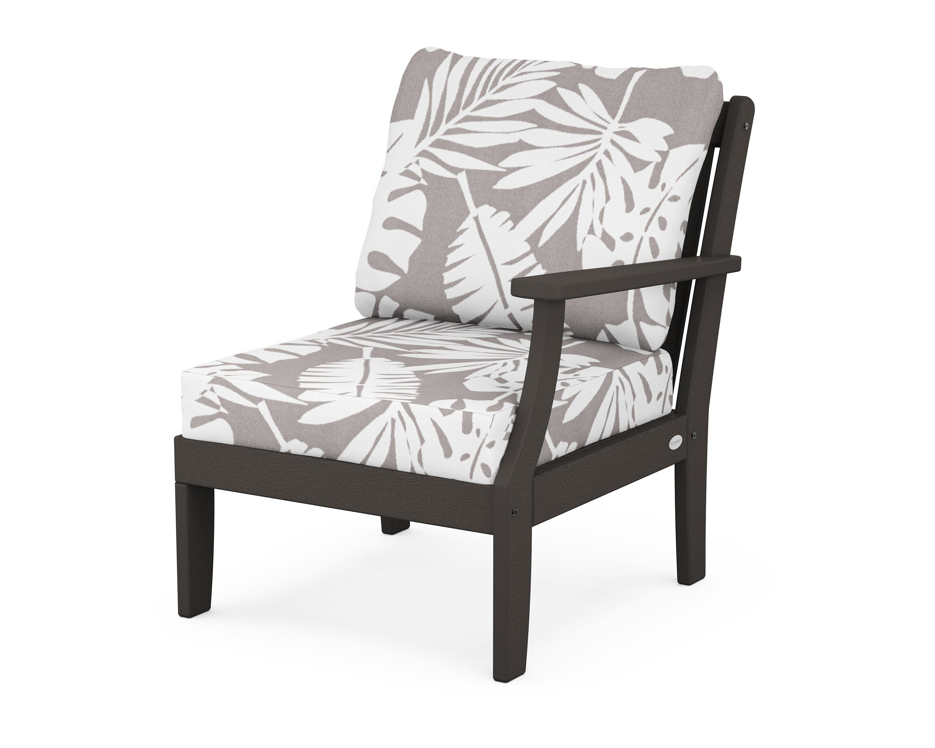 POLYWOOD® Braxton Modular Right Arm Chair in Vintage Coffee / Leaf Grey Mist
