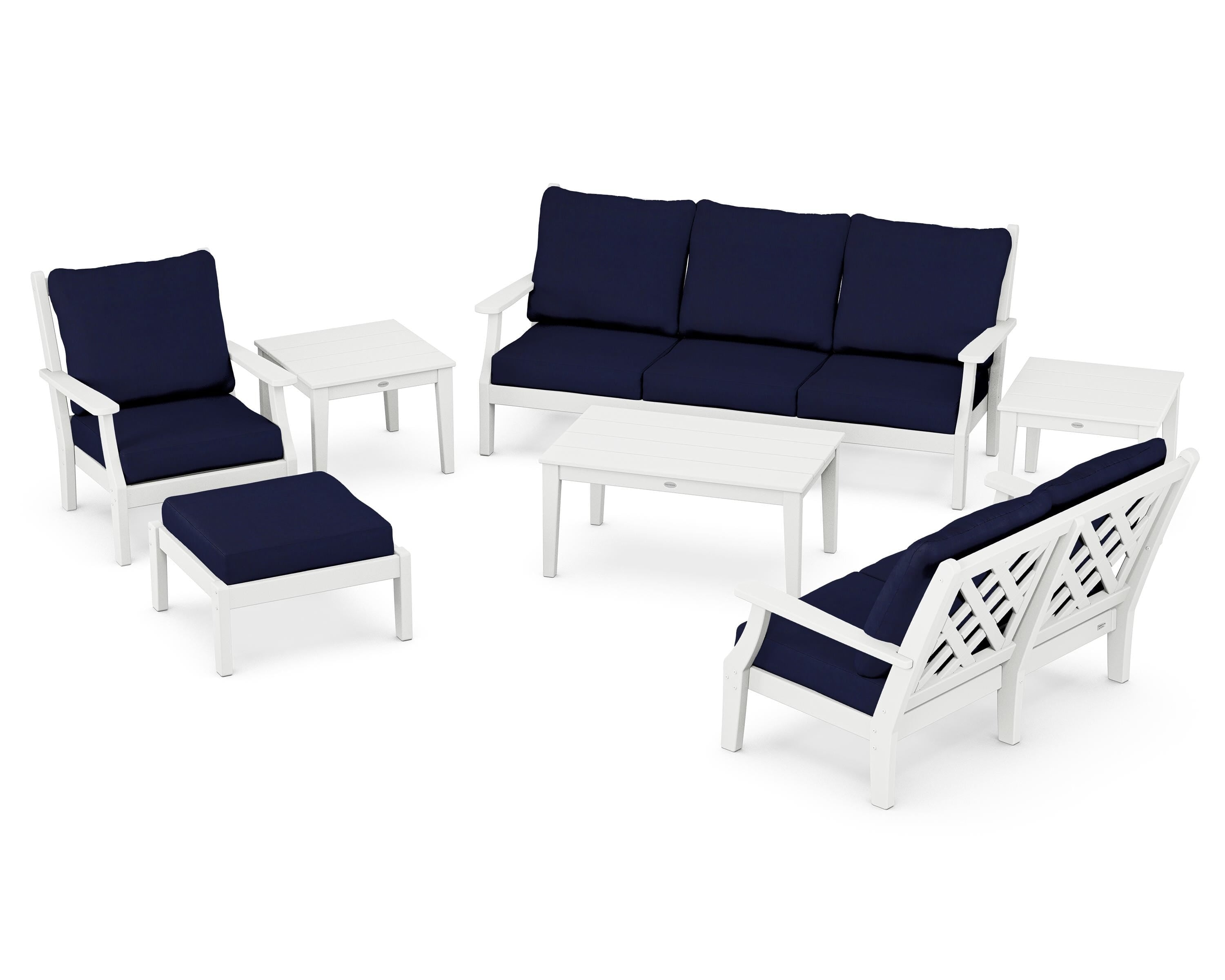 Country Living Wovendale 7-Piece Deep Seating Set in White / Navy