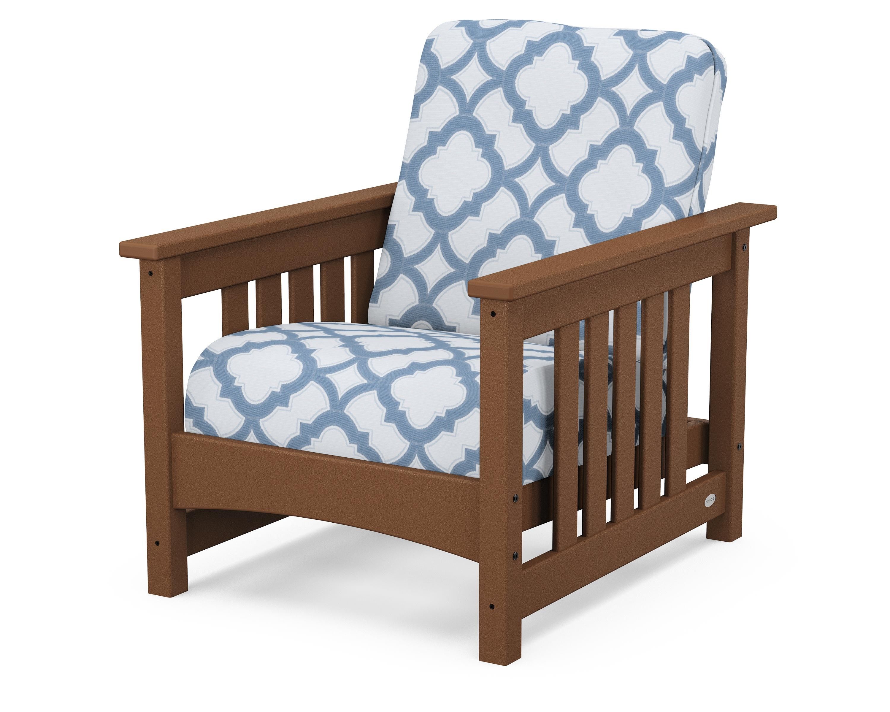 POLYWOOD® Club Mission Chair in Teak / Trellis Sky Blue