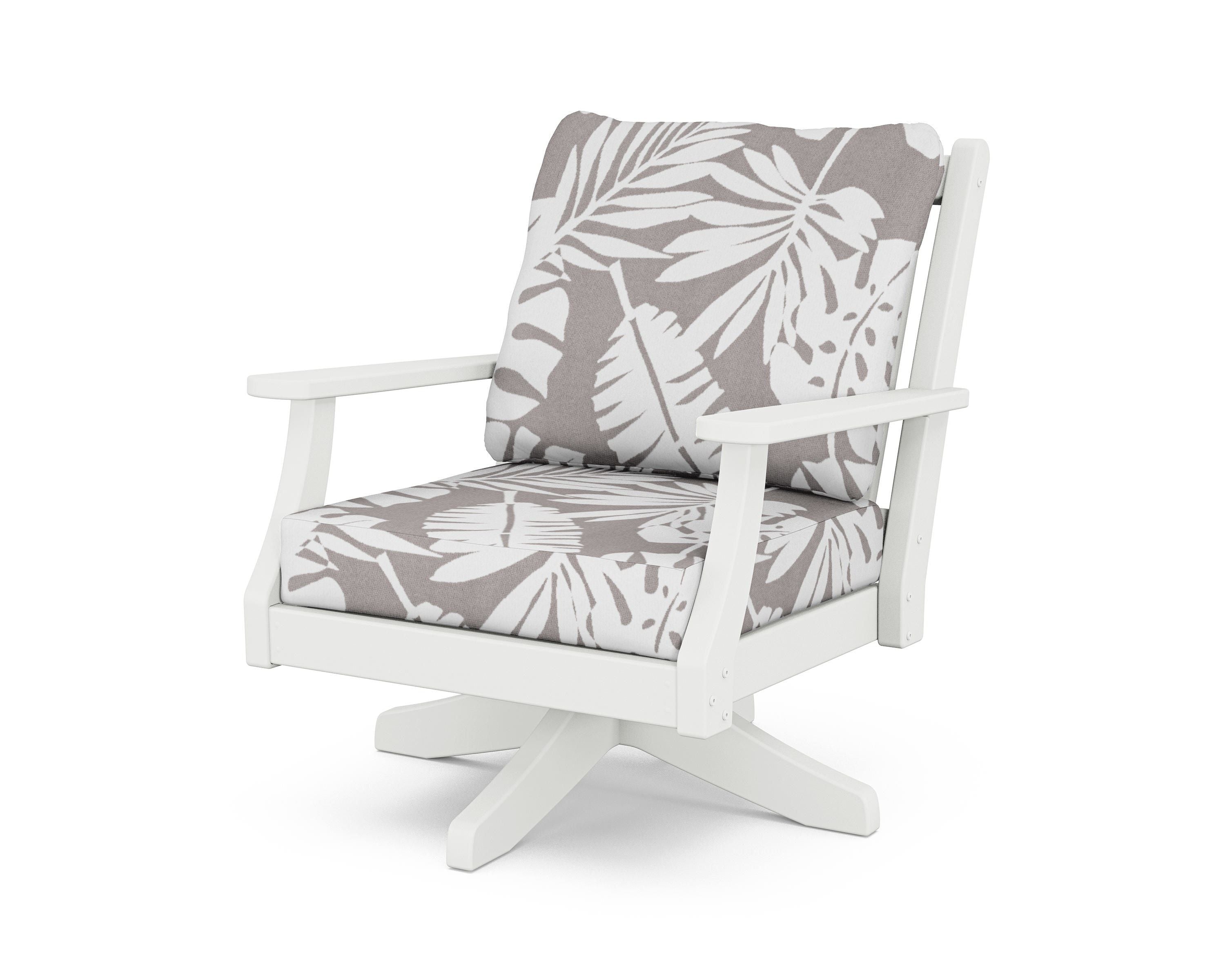 Country Living Wovendale Deep Seating Swivel Chair in White / Leaf Grey Mist
