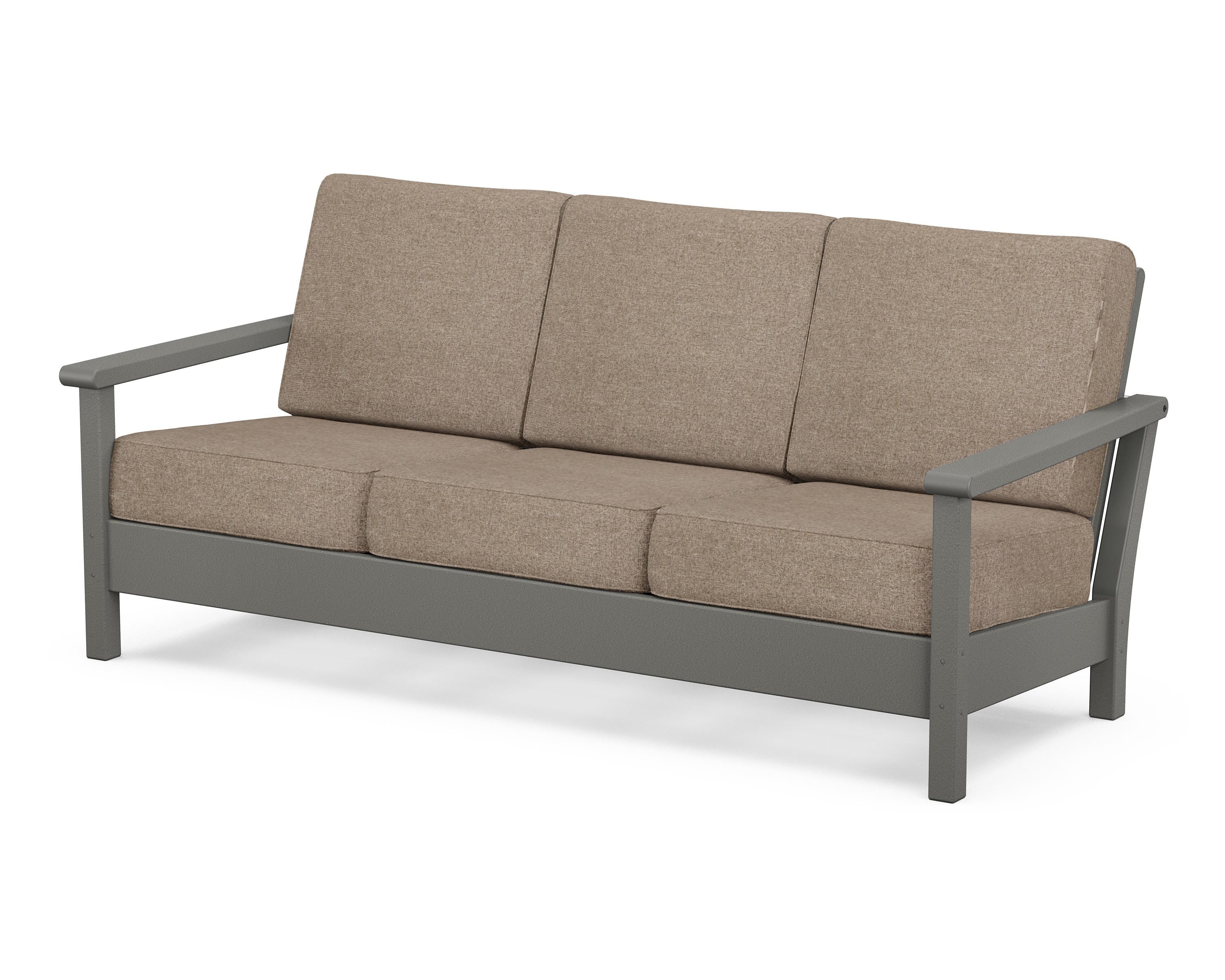 POLYWOOD® Harbour Deep Seating Sofa in Slate Grey / Spiced Burlap