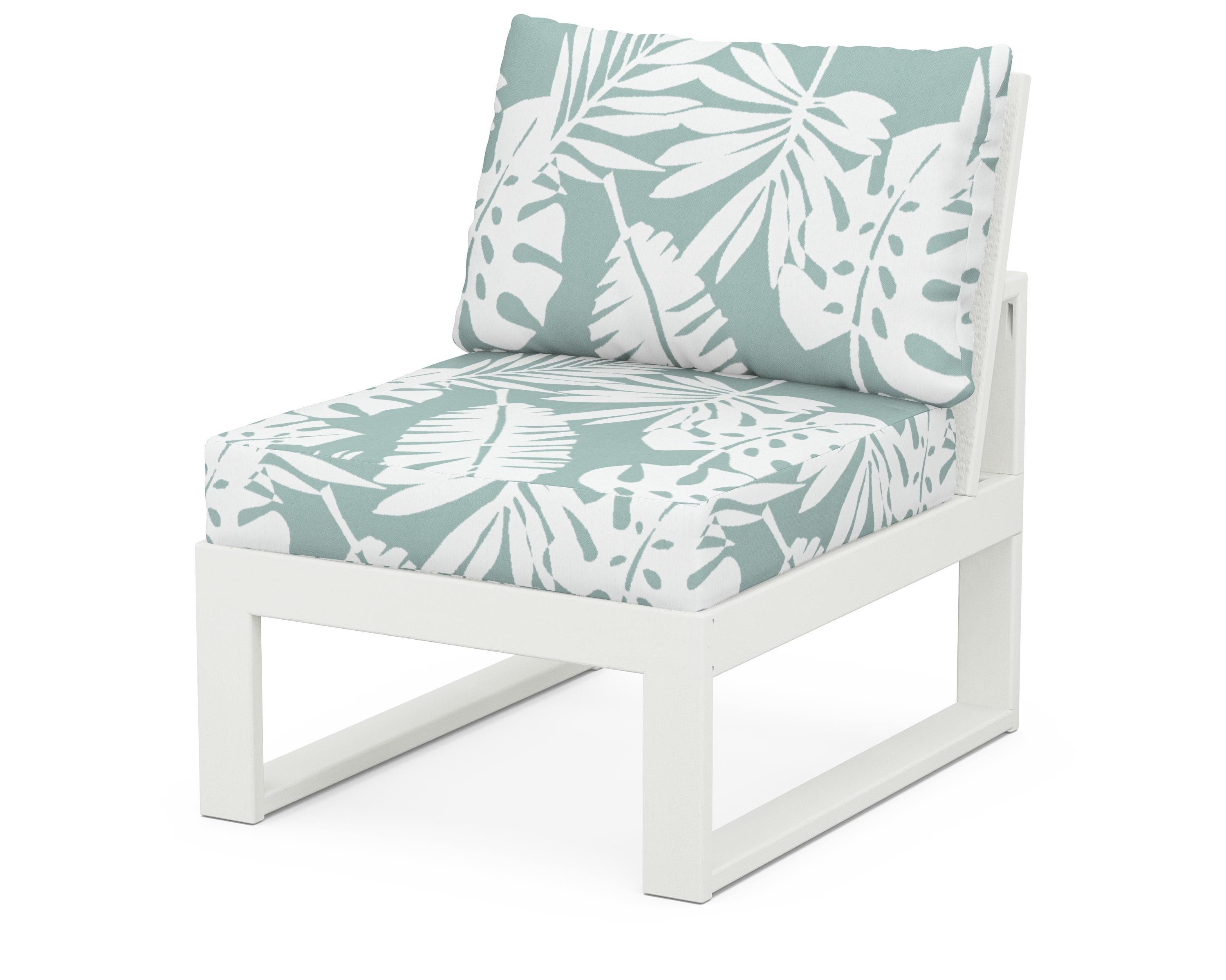Unbranded Modular Armless Chair in Vintage White / Leaf Glacier Spa