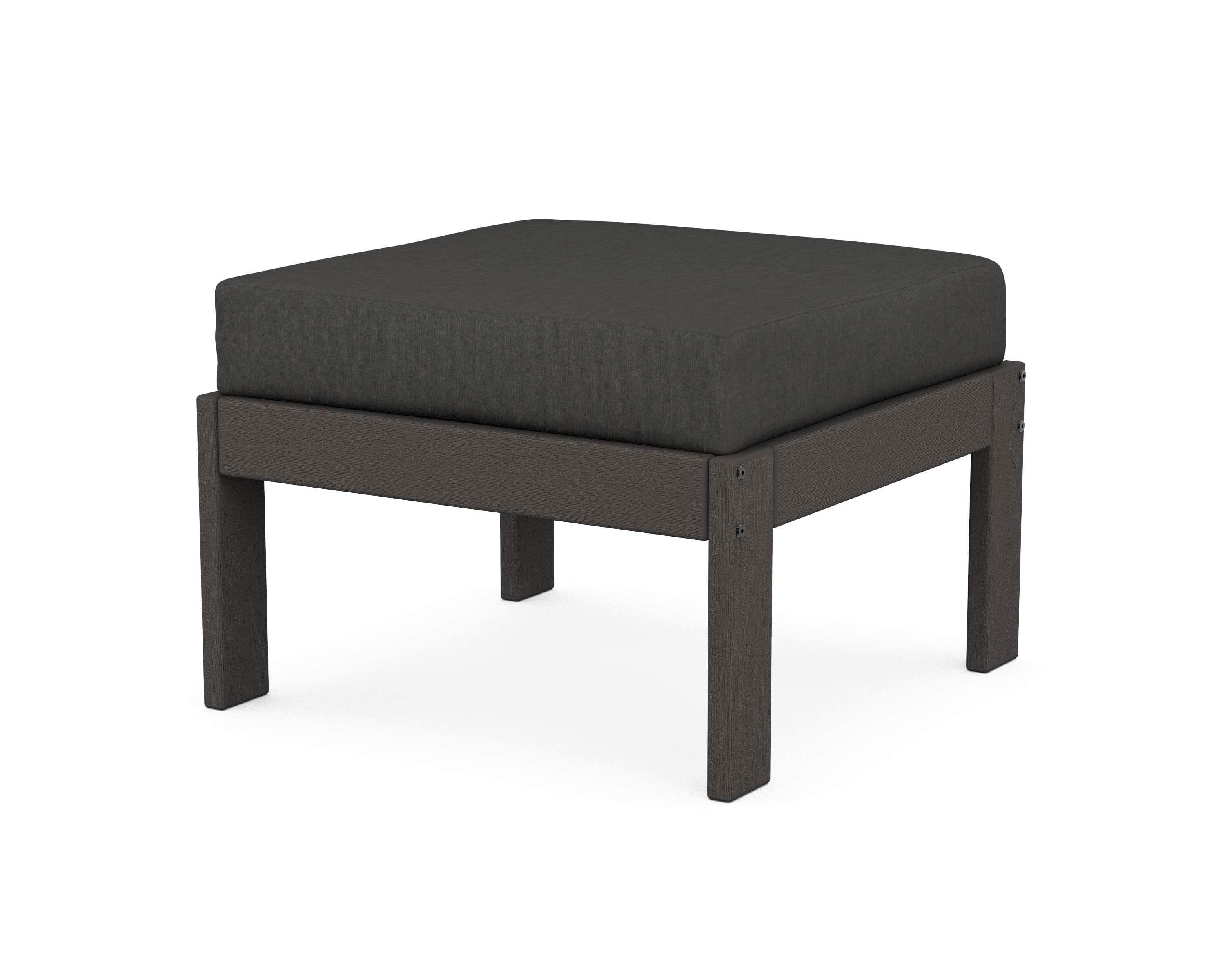 POLYWOOD® Vineyard Modular Ottoman in Vintage Coffee / Spectrum Carbon