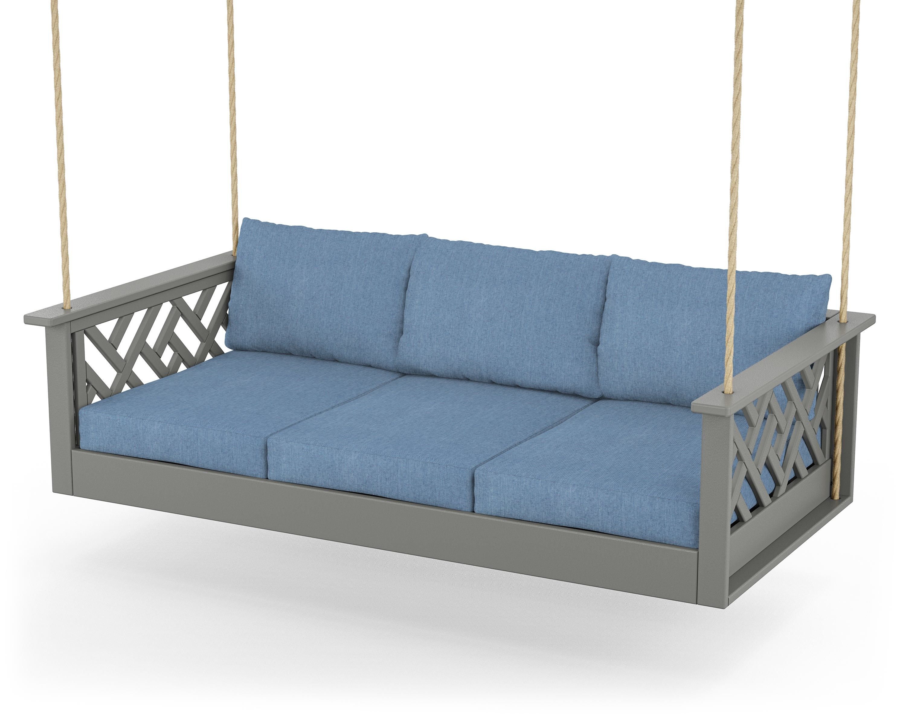 POLYWOOD® Chippendale Daybed Swing in Slate Grey / Sky Blue