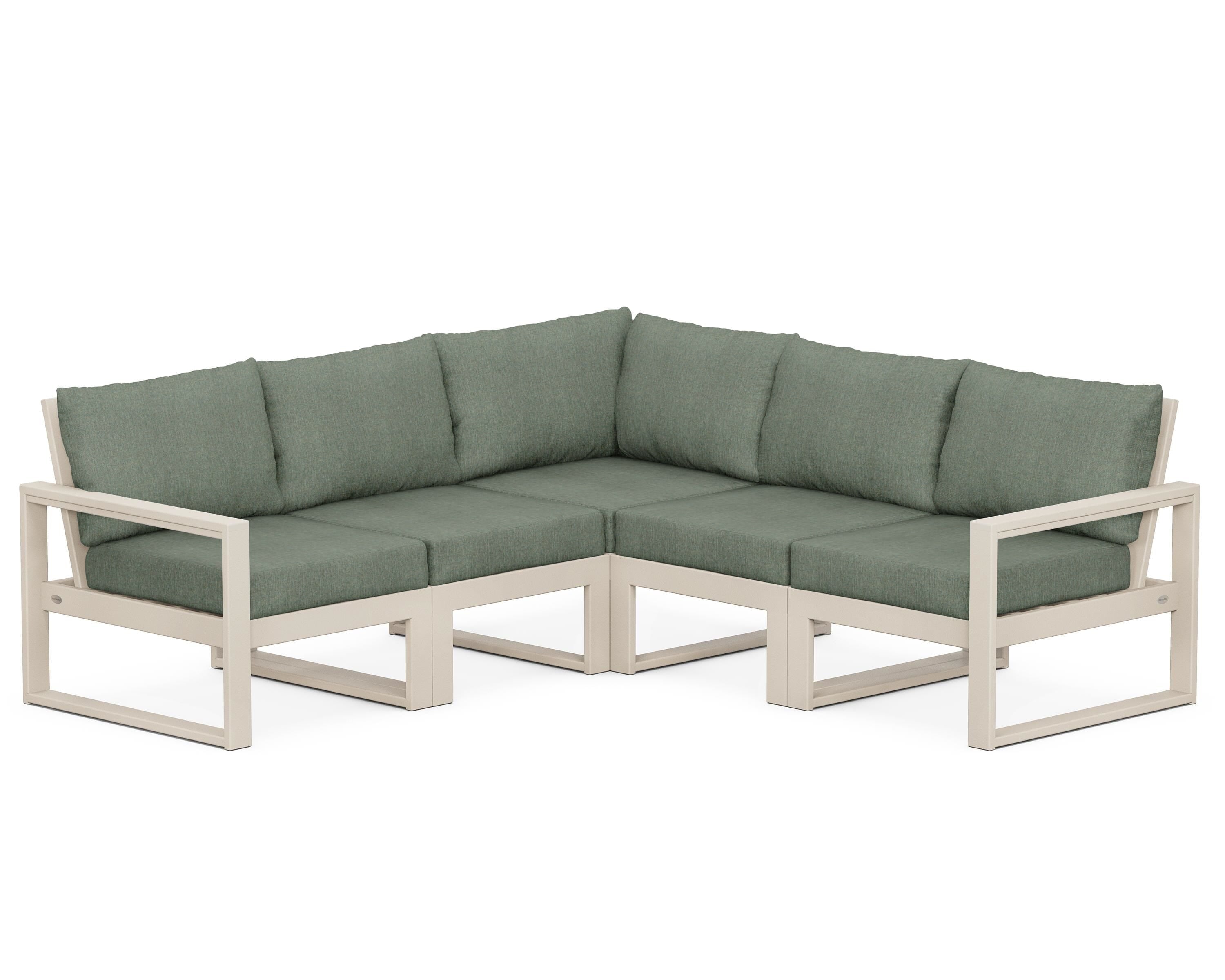 POLYWOOD® EDGE 5-Piece Modular Deep Seating Set in Sand / Cast Sage