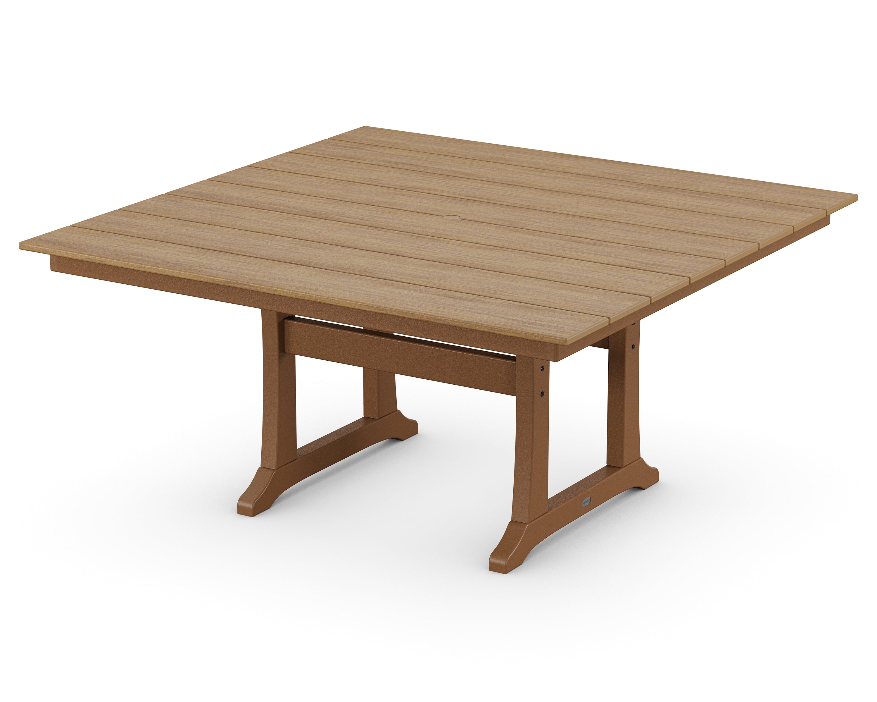 POLYWOOD® Farmhouse Trestle 59" Dining Table in Teak / Natural
