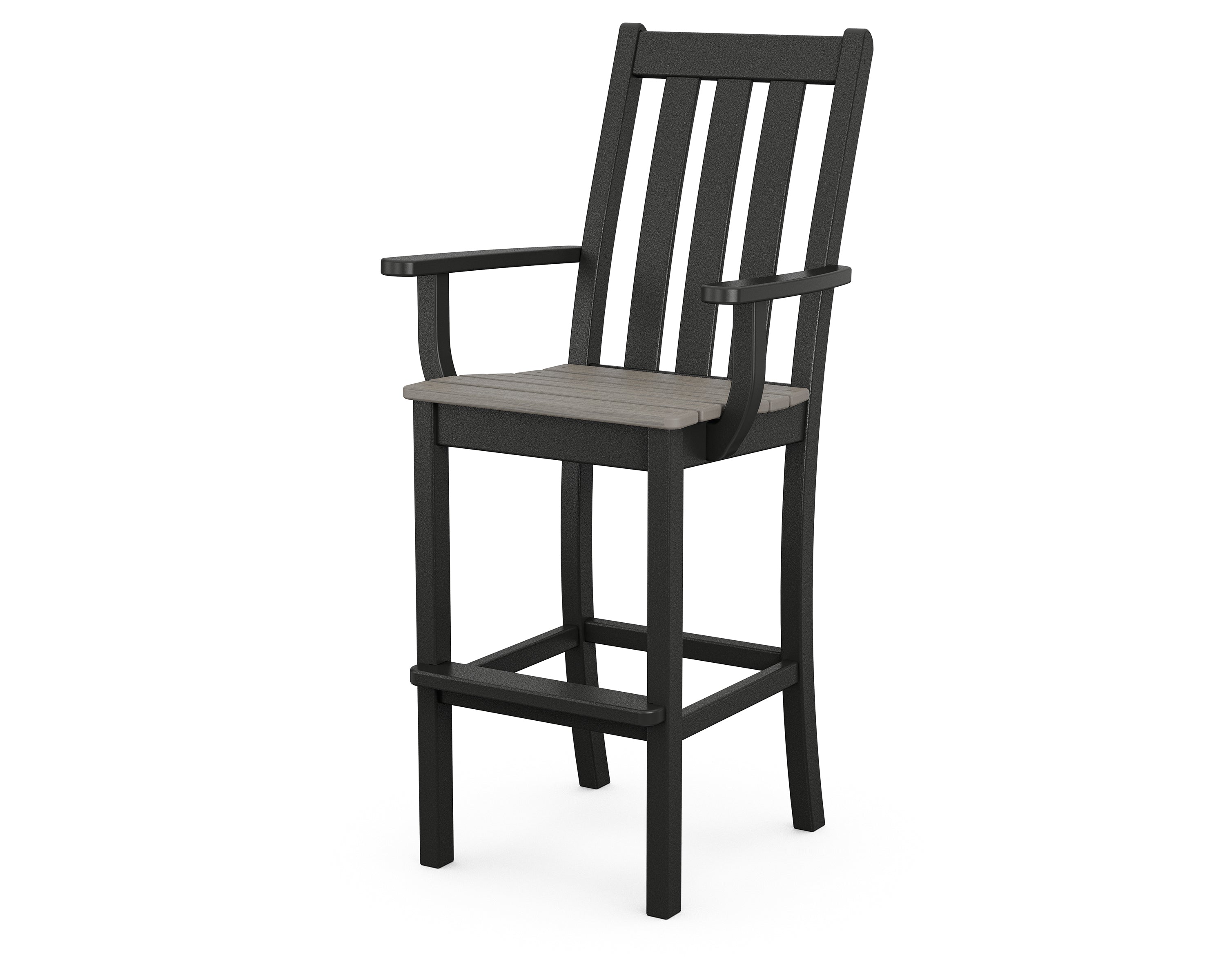 POLYWOOD® Vineyard Bar Arm Chair in Black / Driftwood
