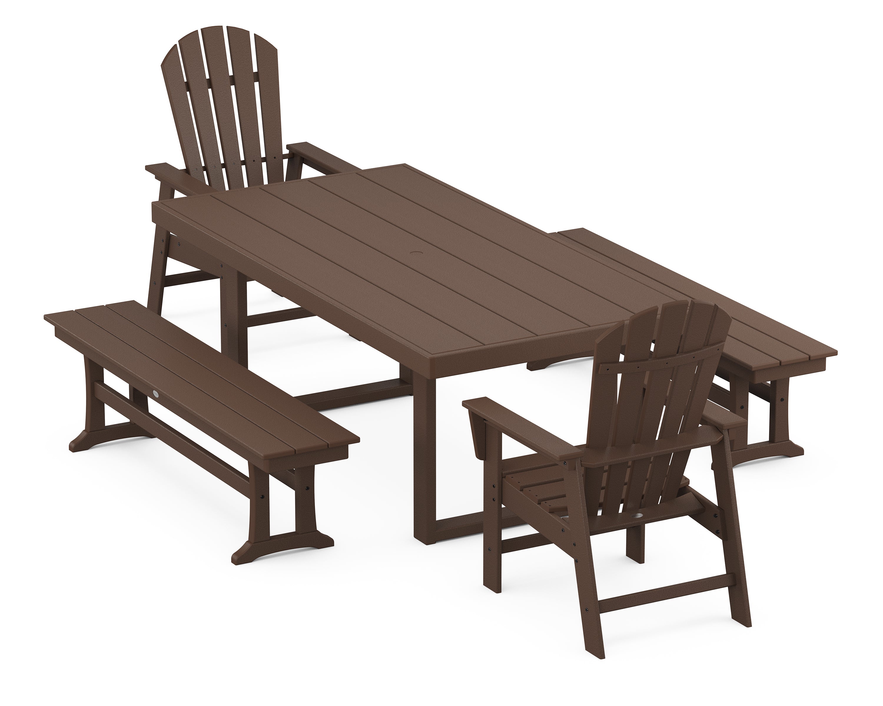 POLYWOOD® South Beach 5-Piece Dining Set with Benches in Mahogany