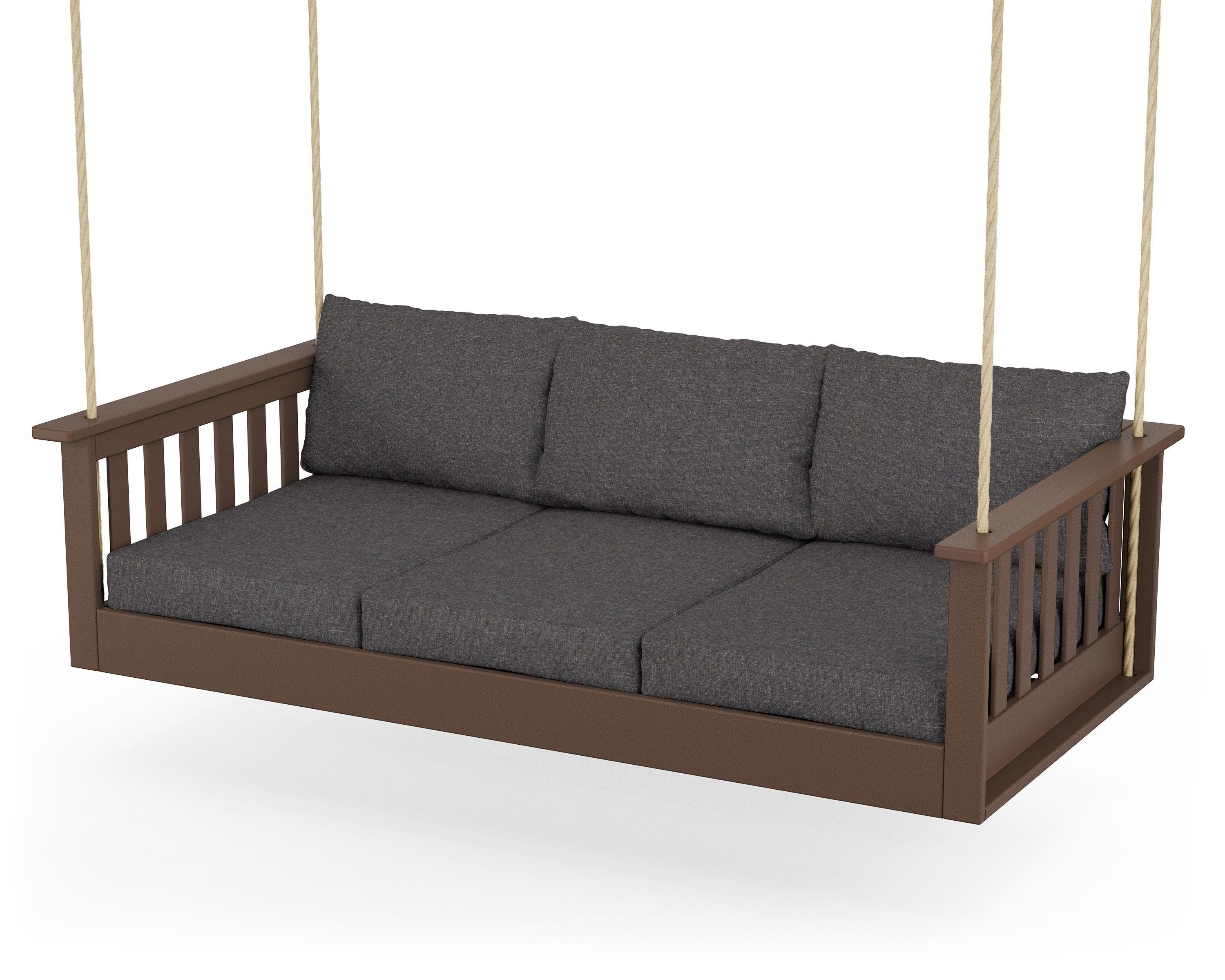 POLYWOOD® Vineyard Daybed Swing in Mahogany / Ash Charcoal