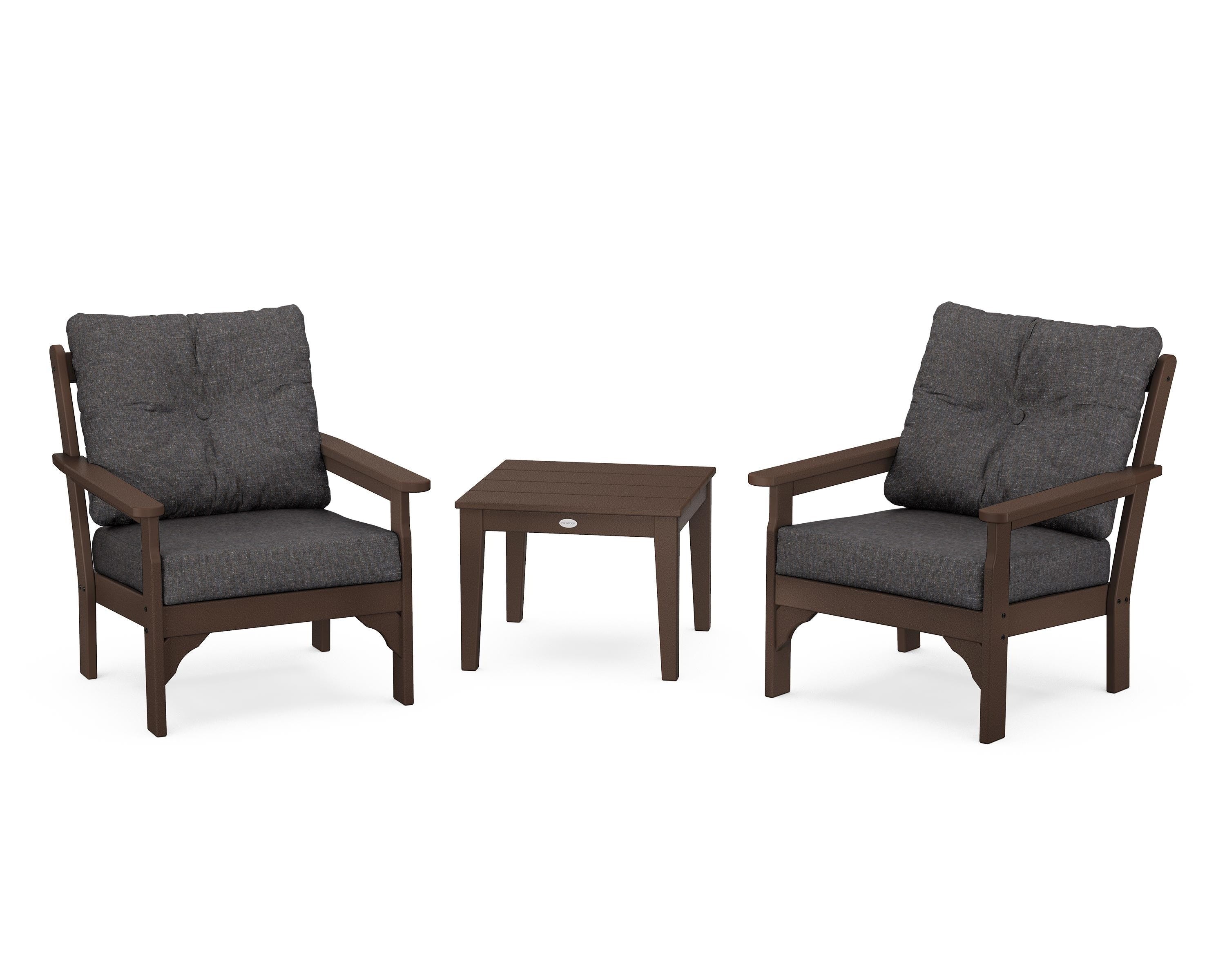 POLYWOOD® Vineyard 3-Piece Deep Seating Set in Mahogany / Ash Charcoal